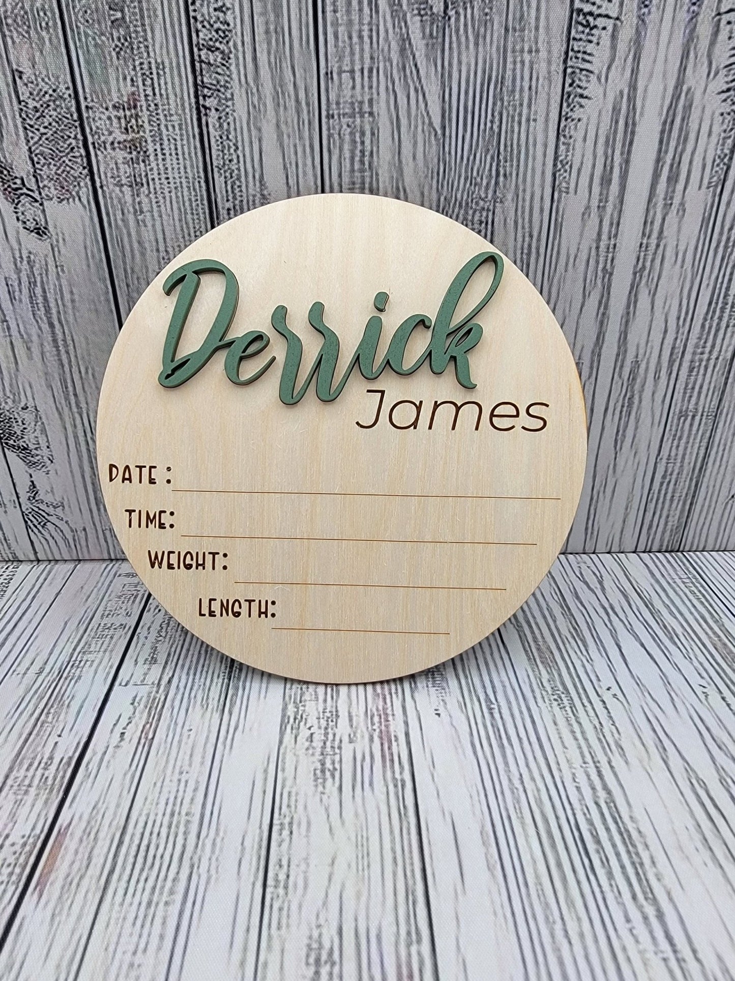 Baby Announcement Sign With Birth Stats and Wooden Milestone Discs for Baby Photos - EverLee Creations
