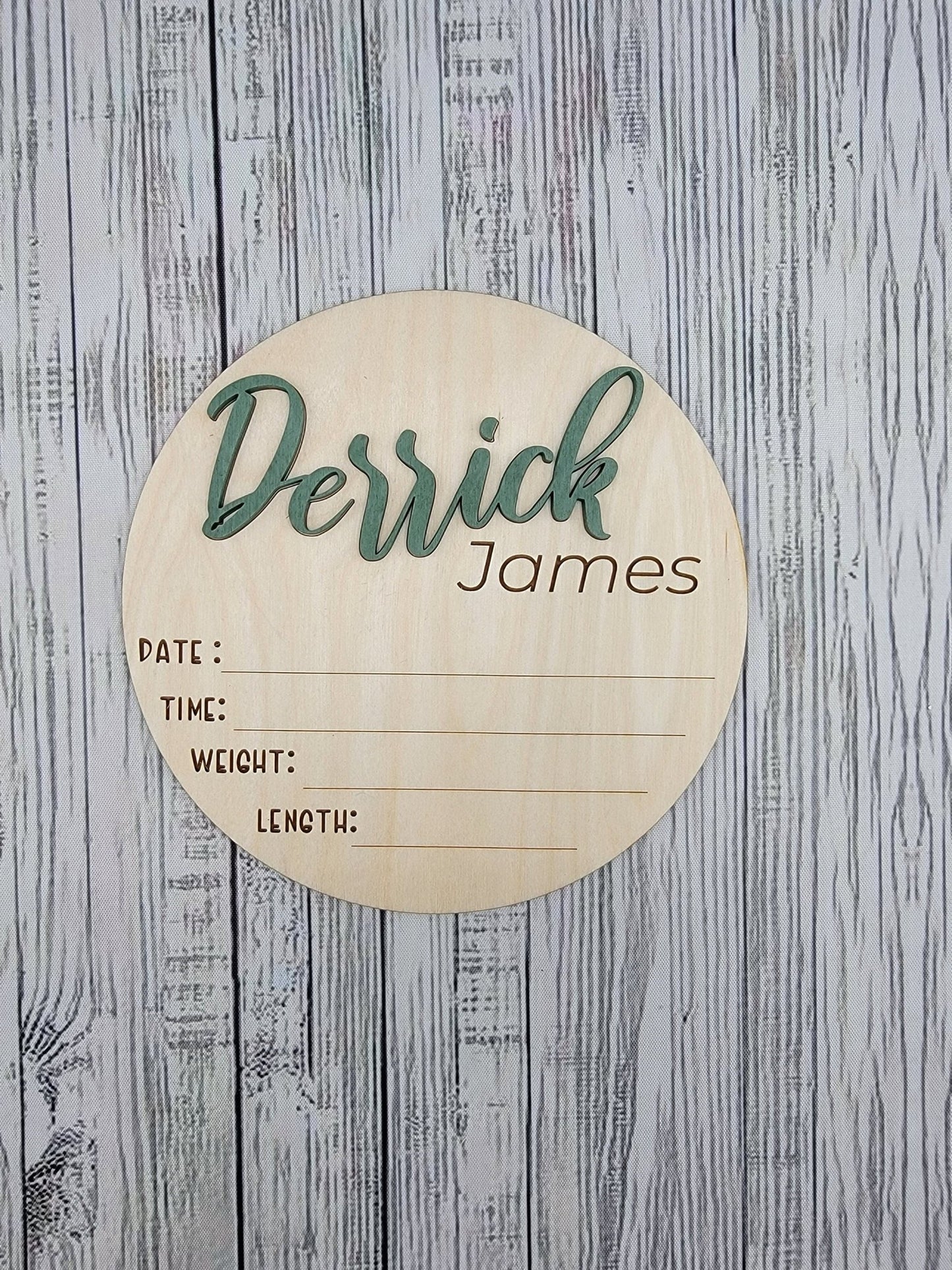 Baby Bundle: Announcement Sign With Birth Stats, Monthly Wooden Milestone Discs and Baby Nursery Closet Dividers | Pen Included! - EverLee Creations