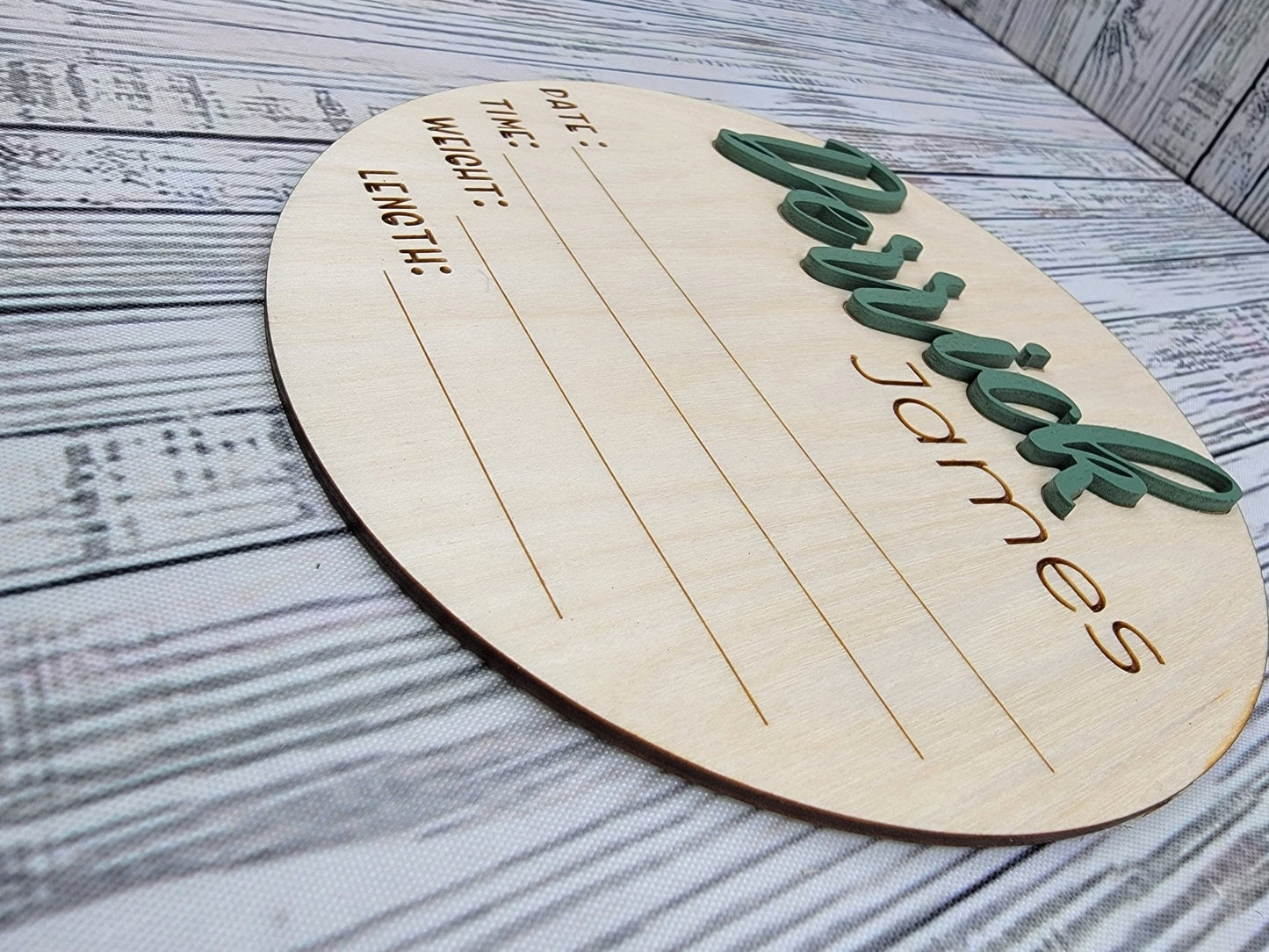 Baby Bundle: Announcement Sign With Birth Stats, Monthly Wooden Milestone Discs and Baby Nursery Closet Dividers | Pen Included! - EverLee Creations