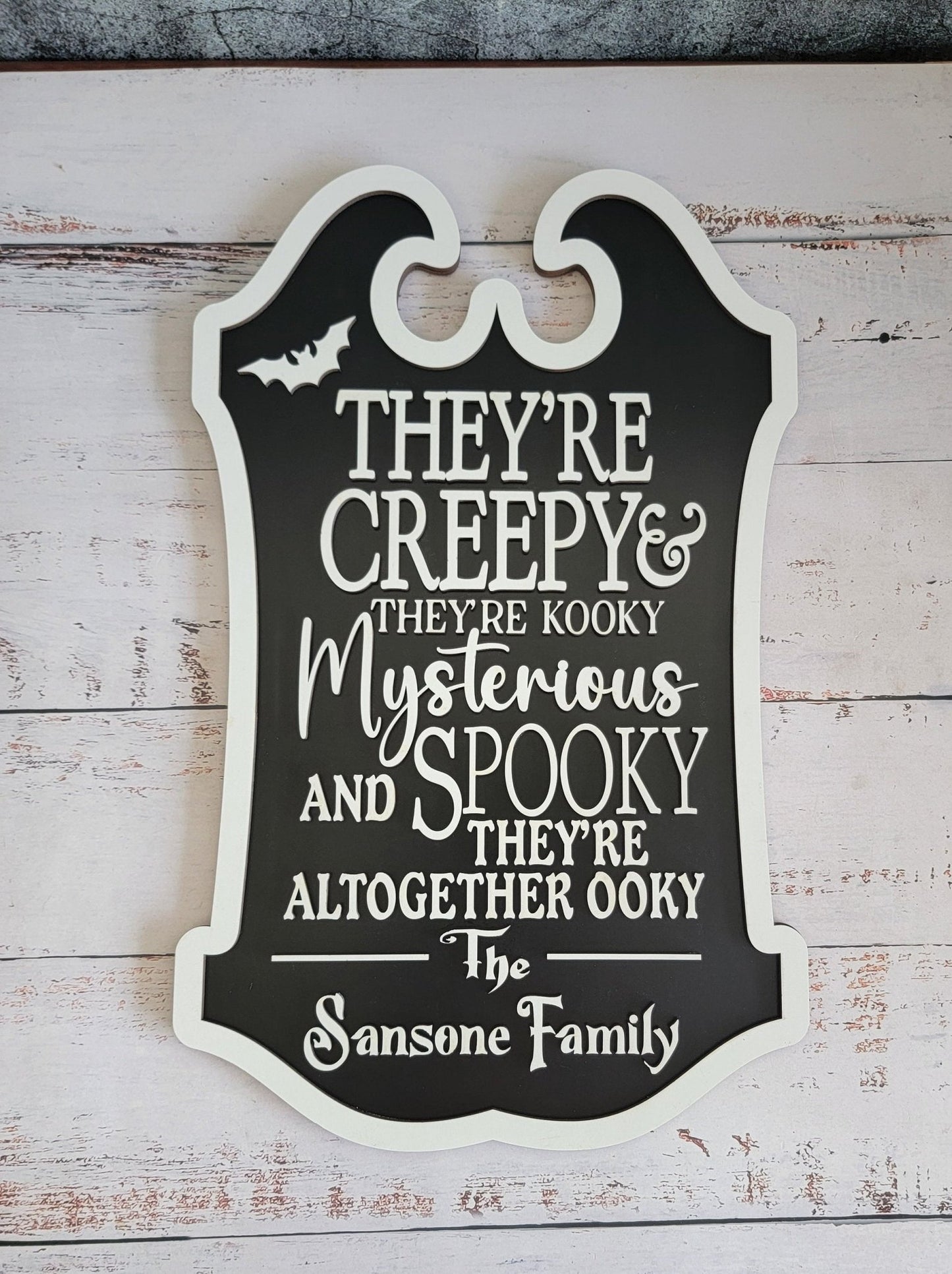 Custom Last Name Halloween Sign, They’re creepy & they’re kooky personalized wall hanging sign decor, Halloween decor - EverLee Creations