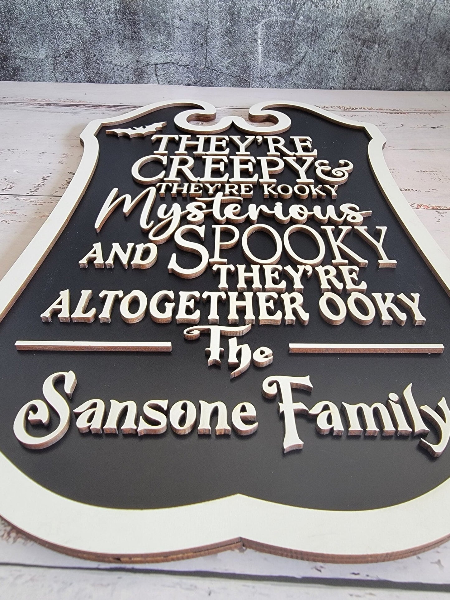 Custom Last Name Halloween Sign, They’re creepy & they’re kooky personalized wall hanging sign decor, Halloween decor - EverLee Creations