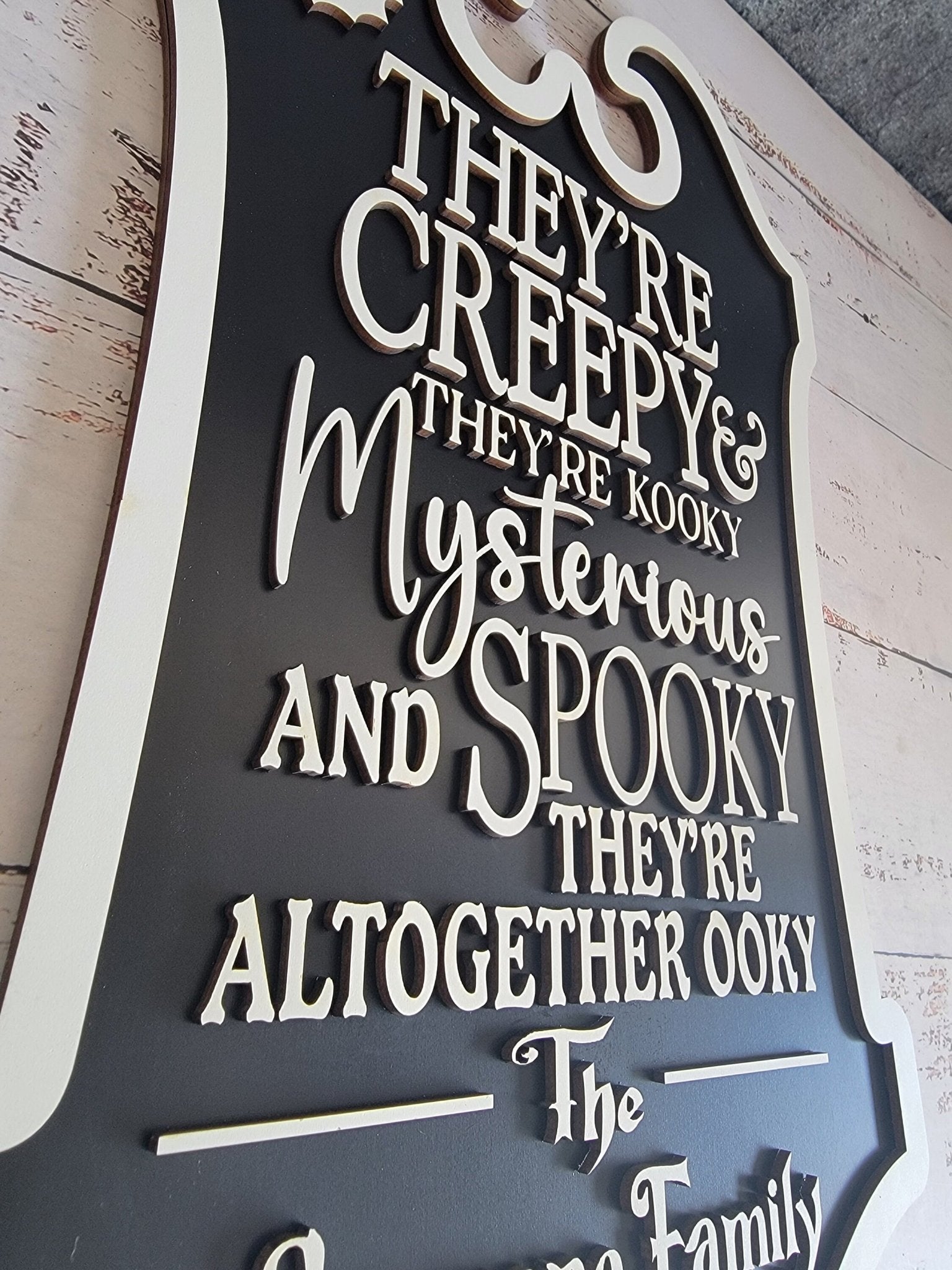 Custom Last Name Halloween Sign, They’re creepy & they’re kooky personalized wall hanging sign decor, Halloween decor - EverLee Creations
