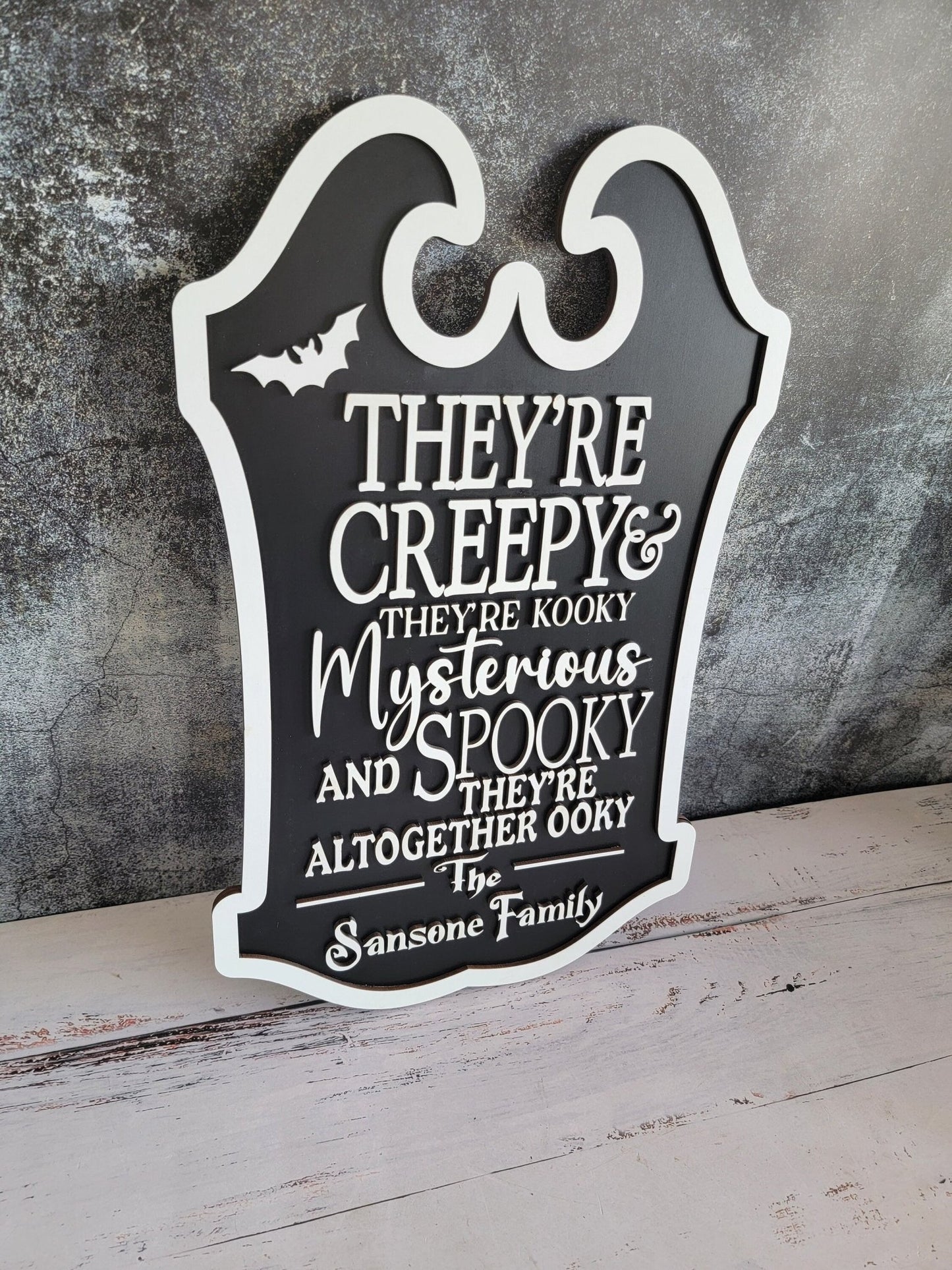 Custom Last Name Halloween Sign, They’re creepy & they’re kooky personalized wall hanging sign decor, Halloween decor - EverLee Creations