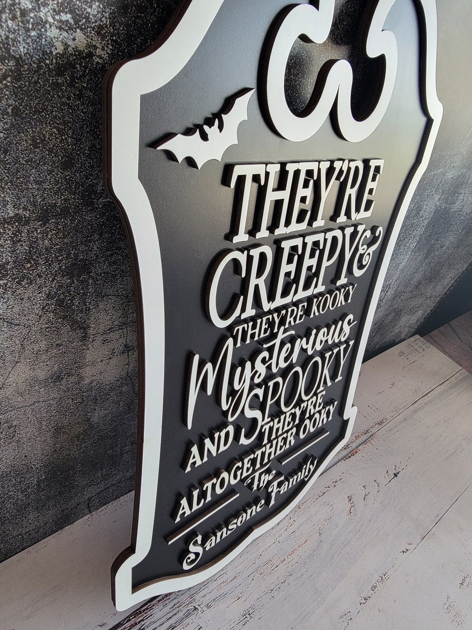 Custom Last Name Halloween Sign, They’re creepy & they’re kooky personalized wall hanging sign decor, Halloween decor - EverLee Creations