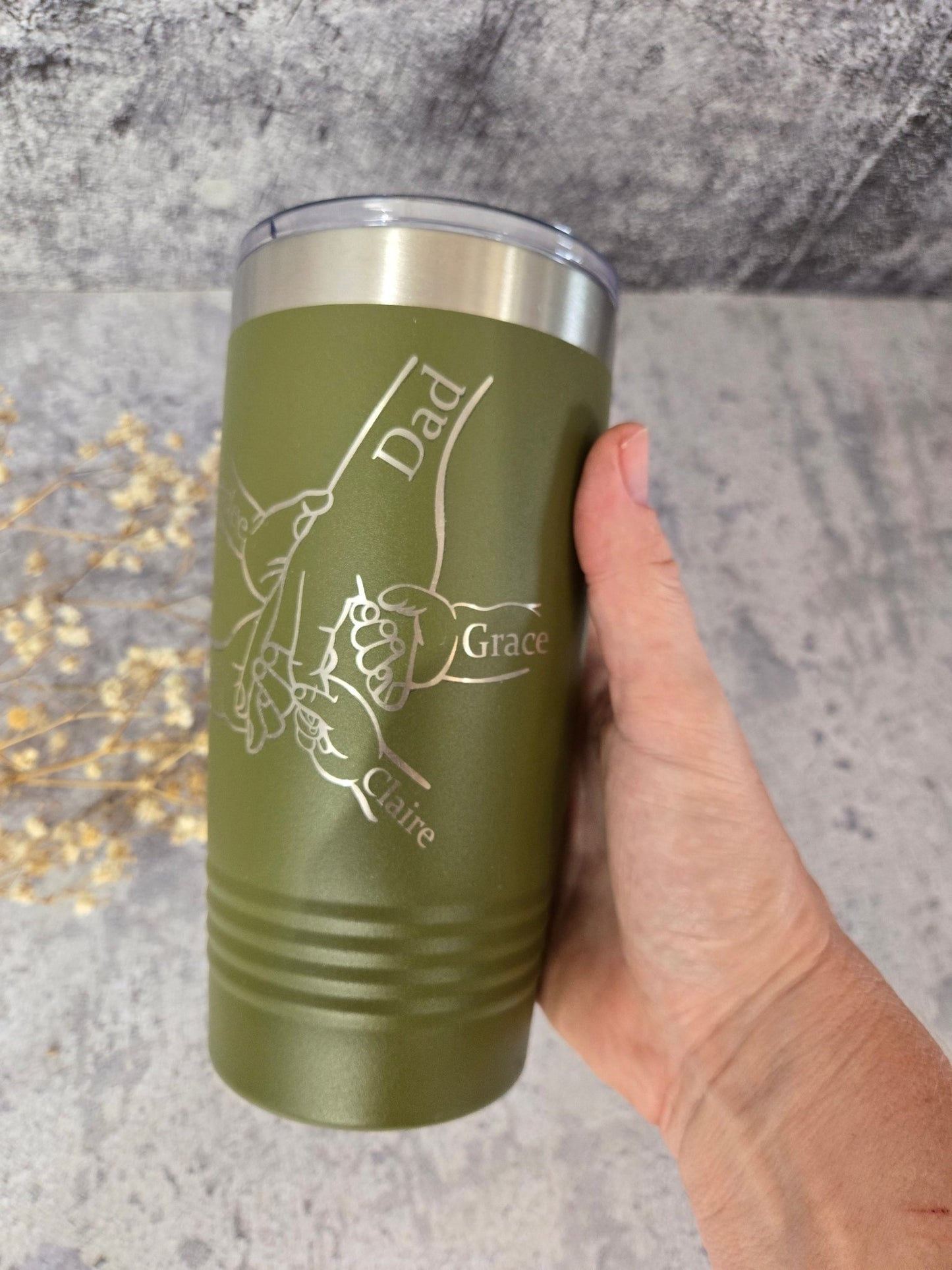 Dad Fist Bump Kids Names Father's Day Gift Tumbler - EverLee Creations