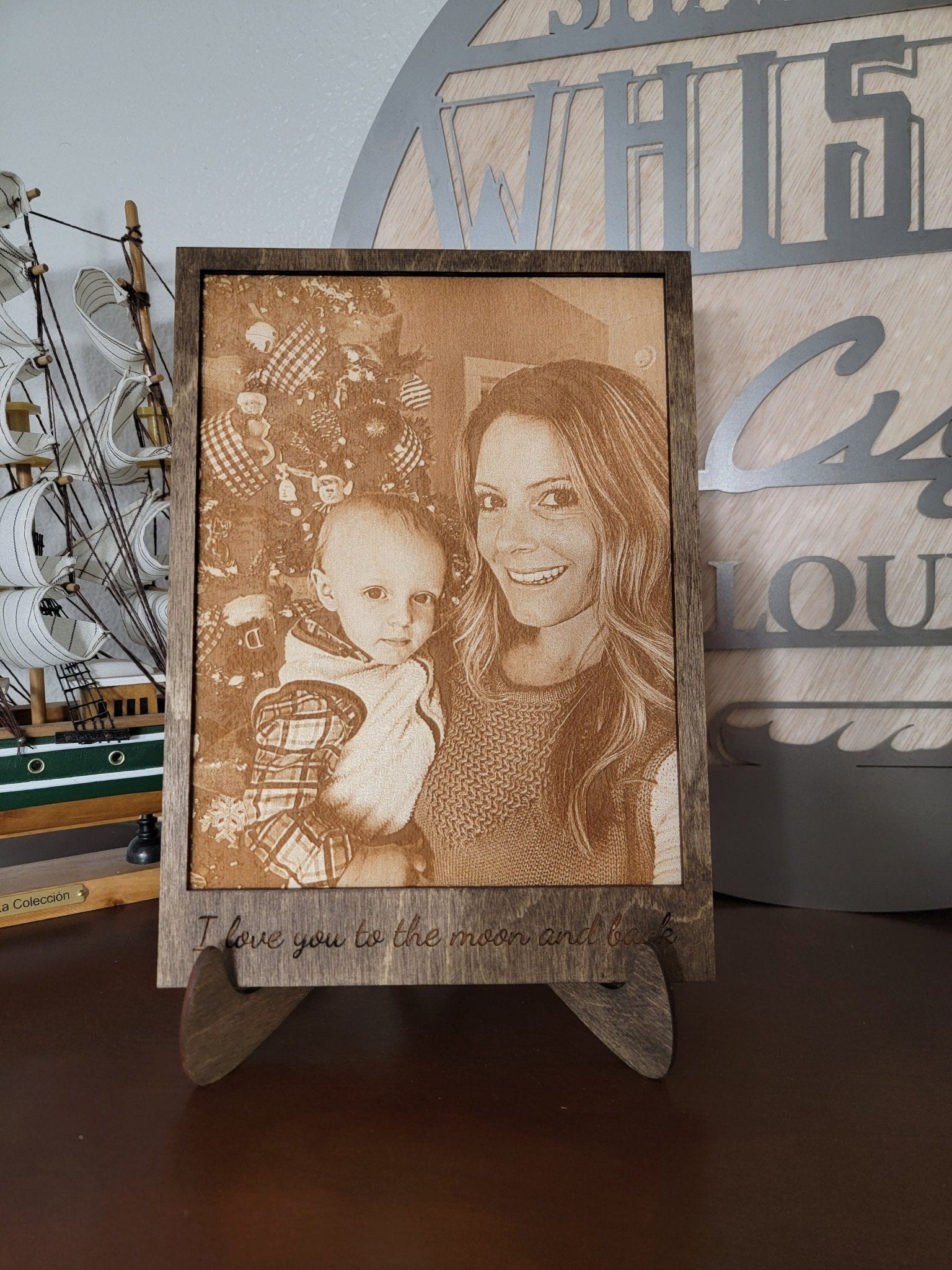 Engraved Wood Photo, custom wood photo, wood portrait, personalized gift, family pets graduation Choose from 2 layer or single layer - EverLee Creations