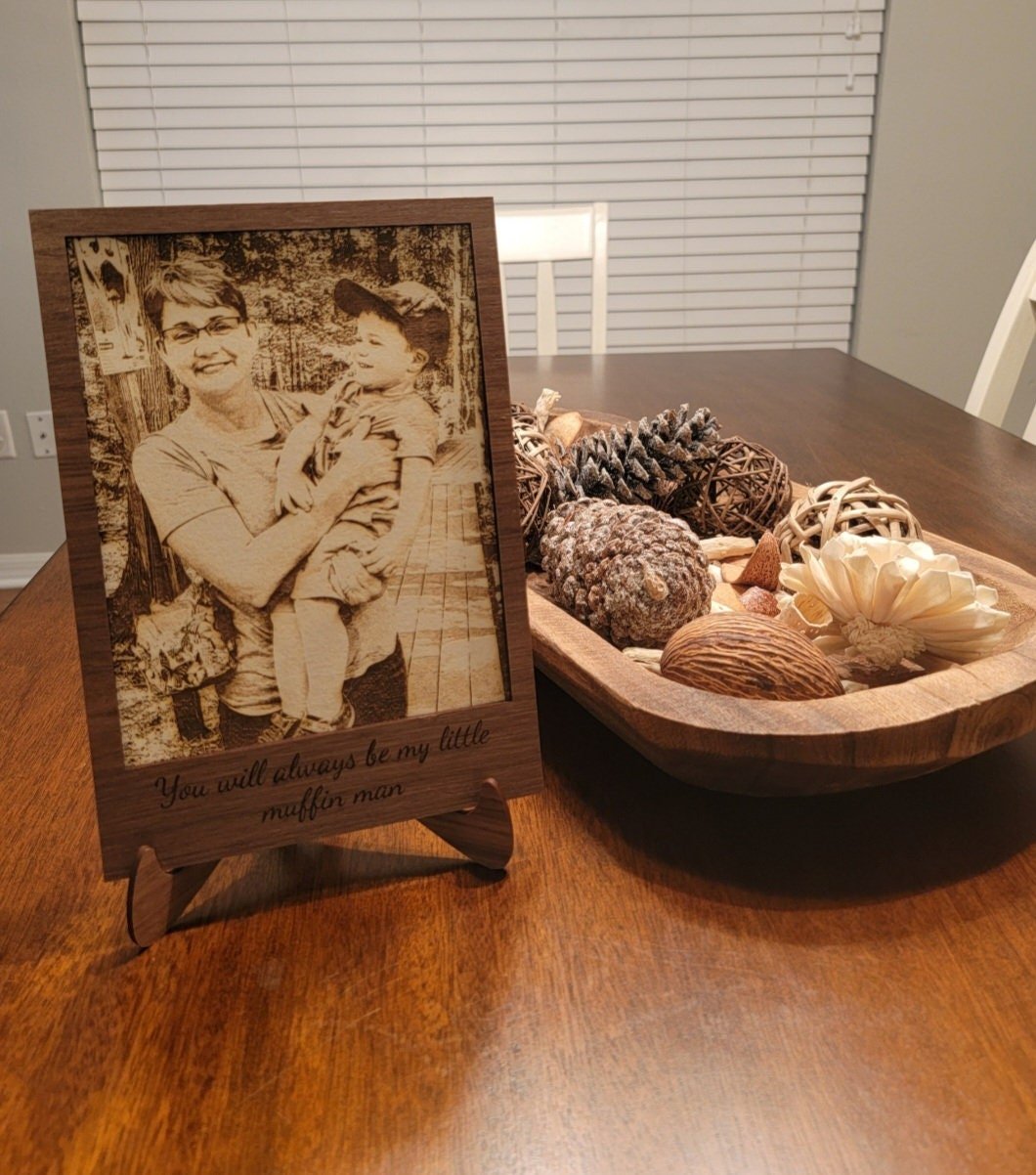 Engraved Wood Photo, custom wood photo, wood portrait, personalized gift, family pets graduation Choose from 2 layer or single layer - EverLee Creations