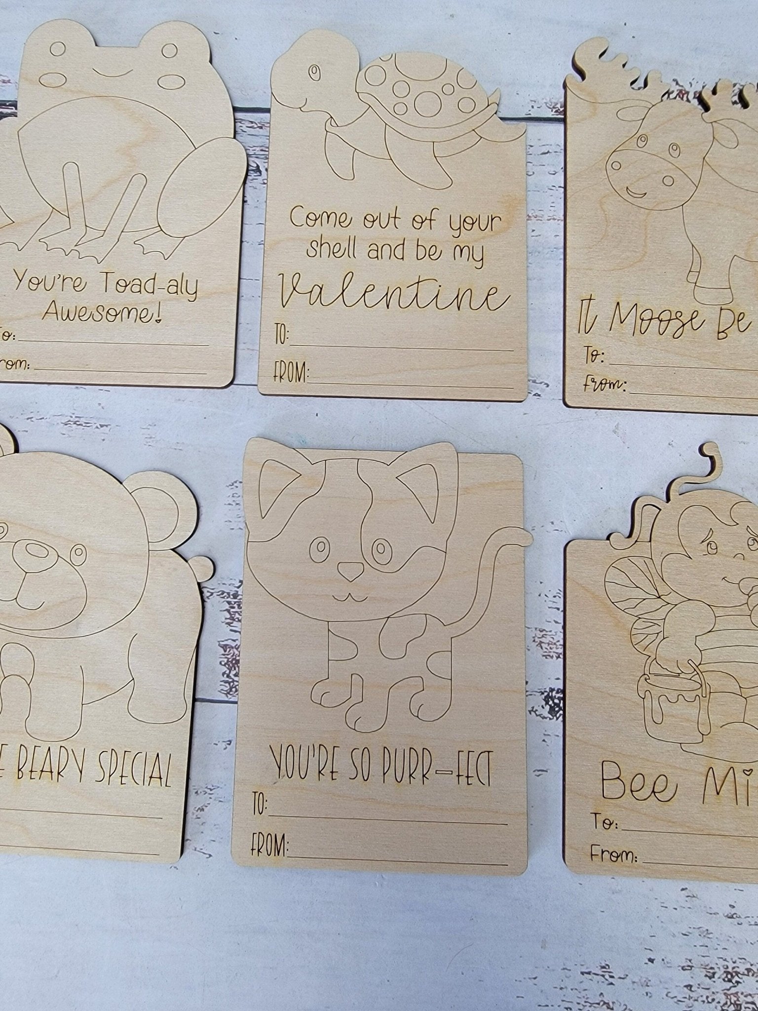Paintable Kids Valentines Cards- Set of 10 - EverLee Creations