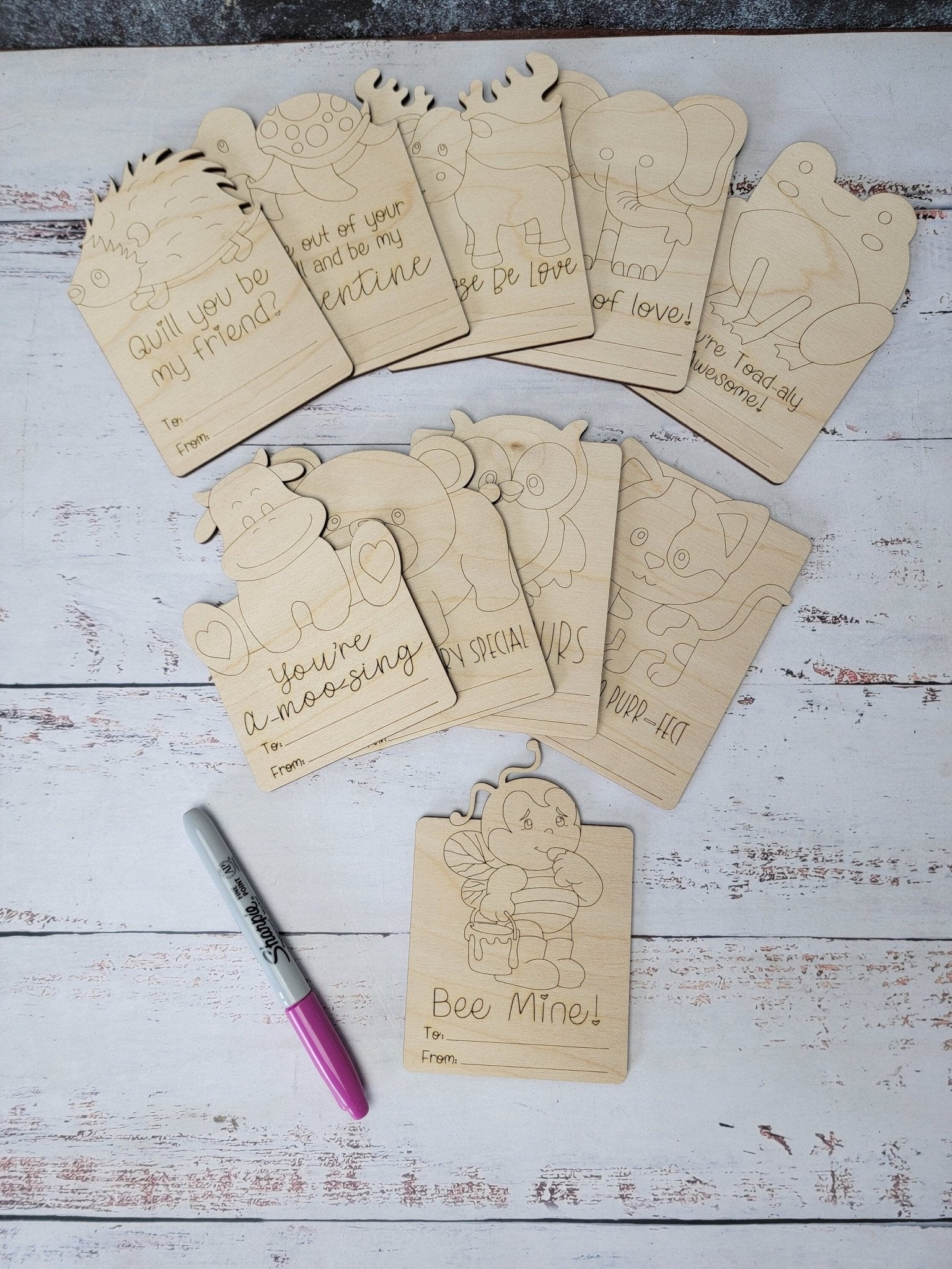 Paintable Kids Valentines Cards- Set of 10 - EverLee Creations