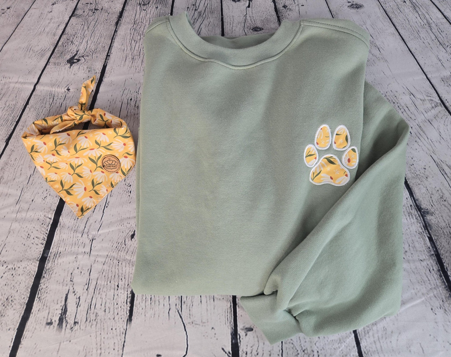 Personalized Dog Bandana With Matching Paw Print Sweatshirt - EverLee Creations