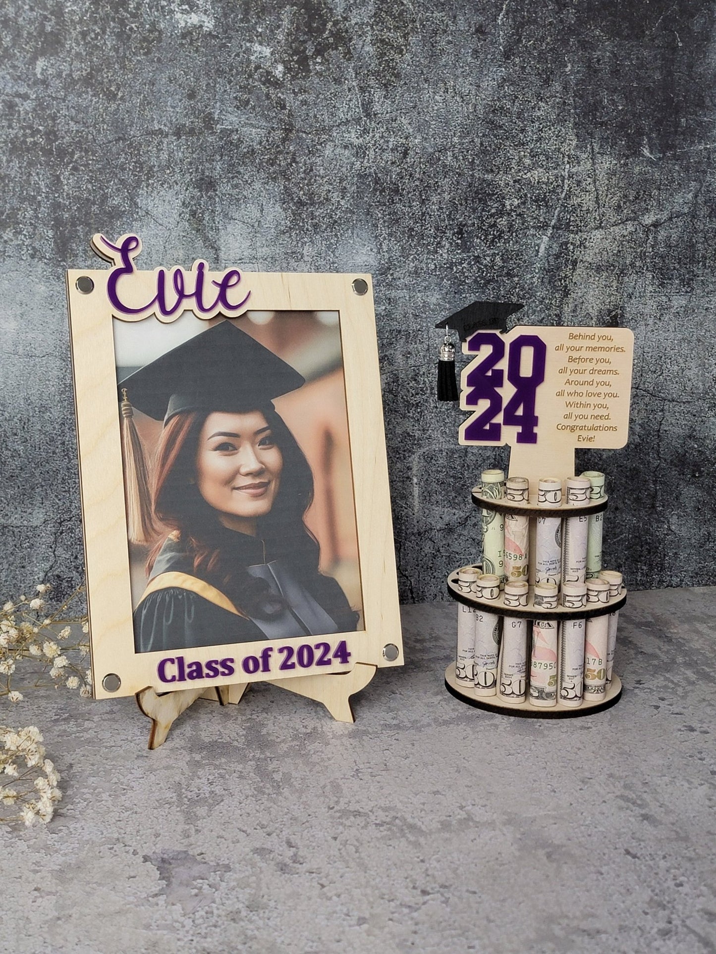Personalized Graduation Gift Money Holder and Personalized Graduation Picture Frame Combo - EverLee Creations