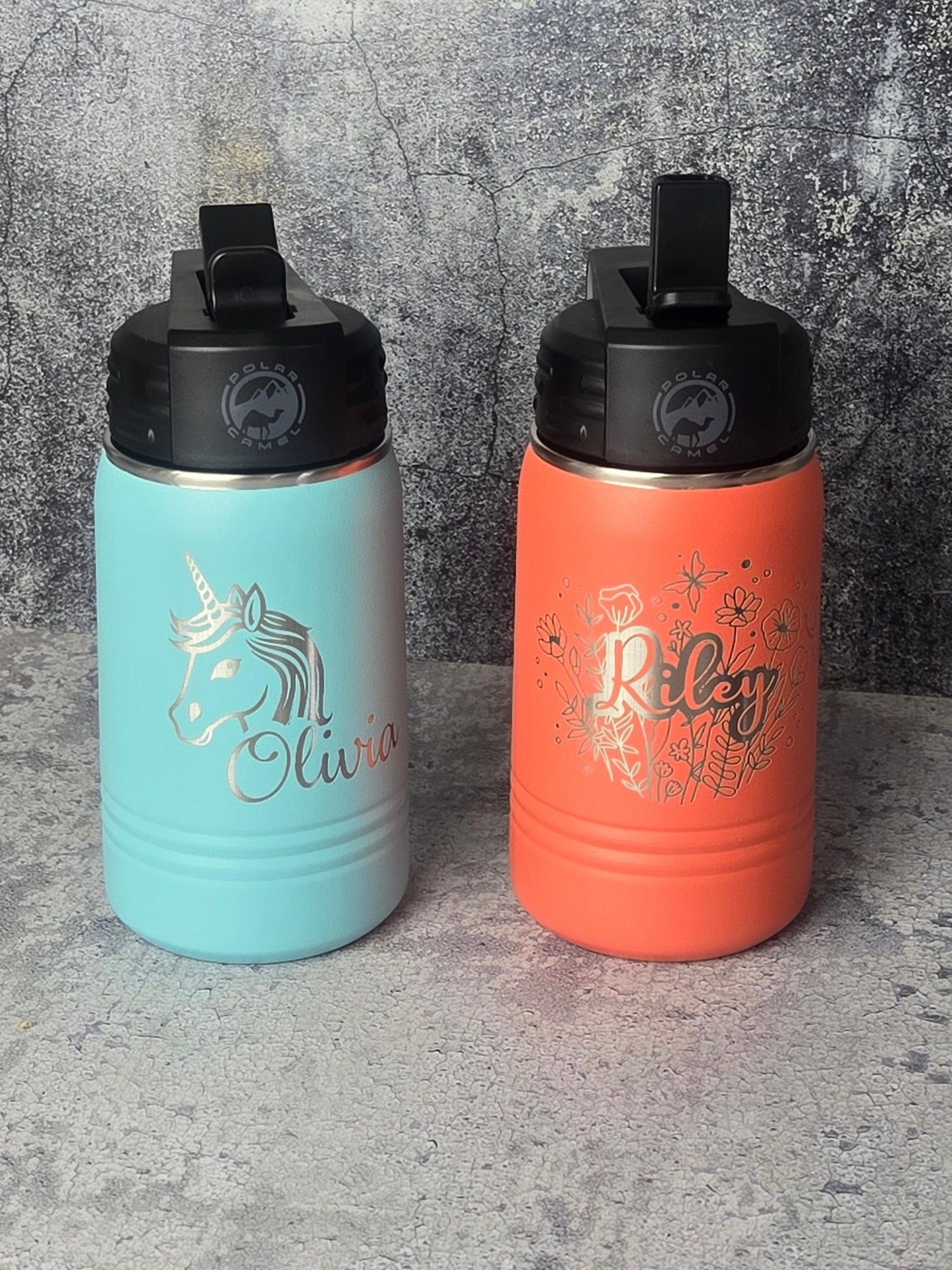Personalized Kids Water Bottle with Straw - EverLee Creations