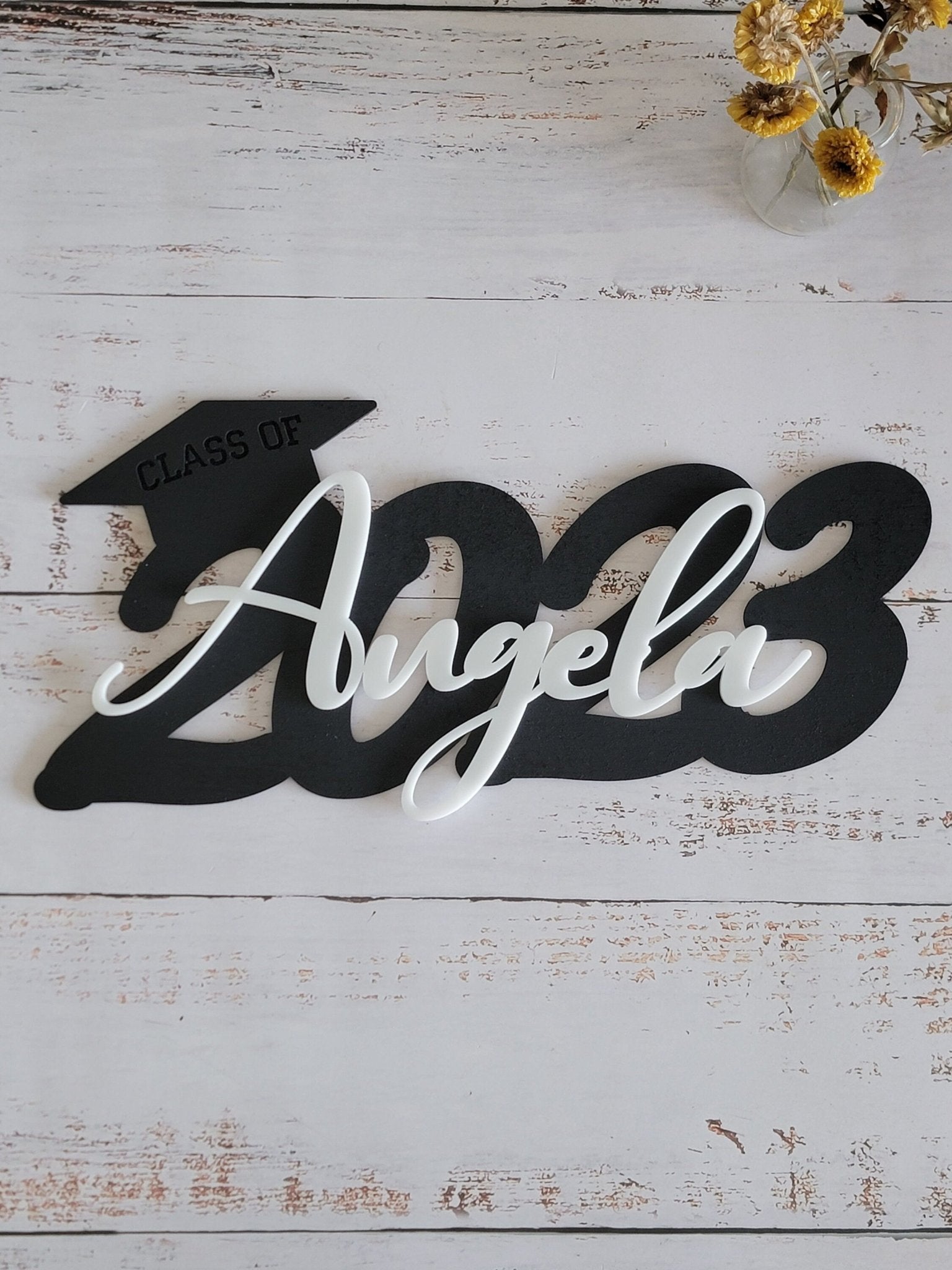 Personalized Name, 2023 or 2024 Graduation Cap Wood Sign, Grad Party Backdrop Decor, High School or College Grads, Senior Pictures, 2022 - EverLee Creations