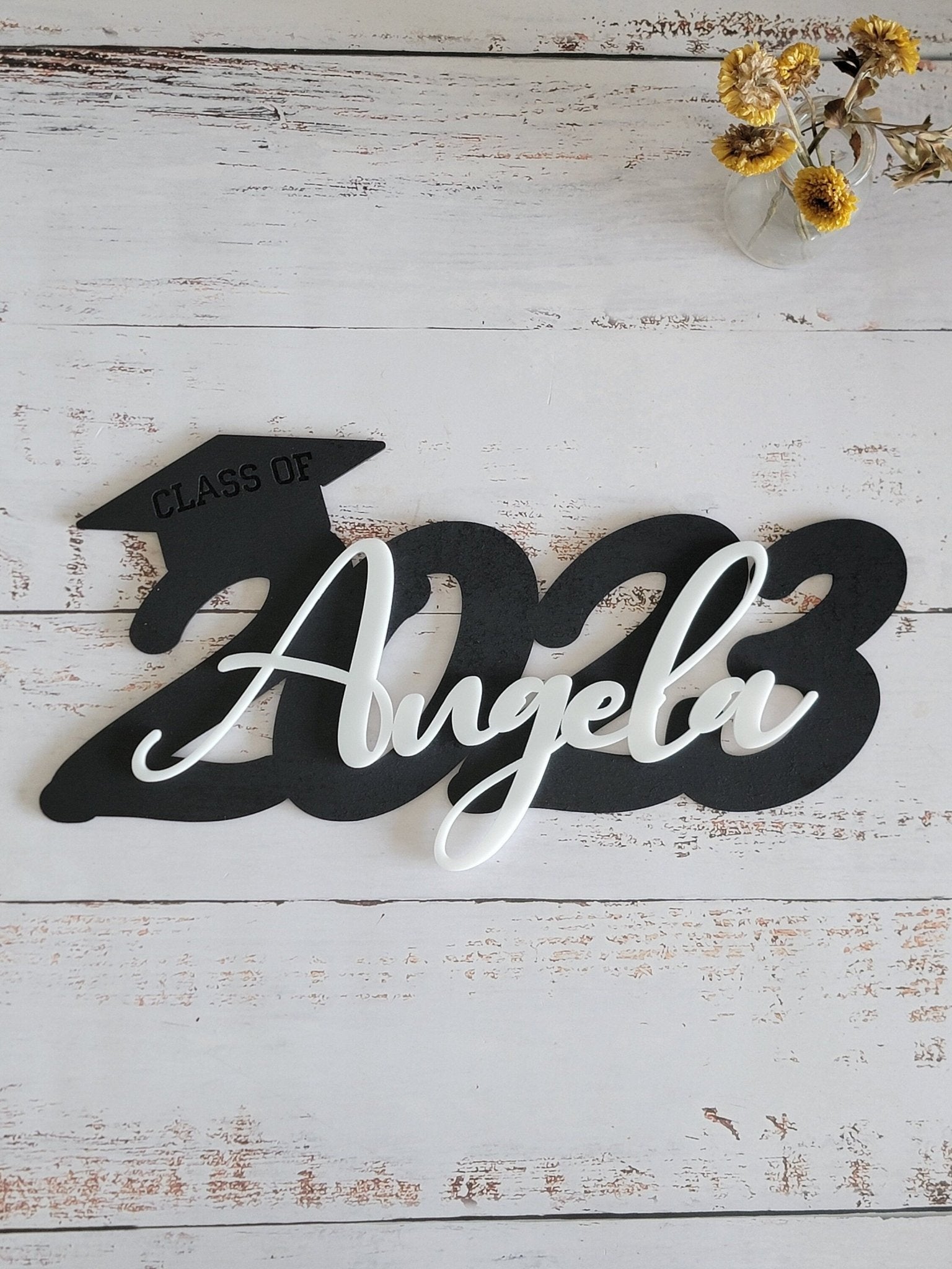 Personalized Name, 2023 or 2024 Graduation Cap Wood Sign, Grad Party Backdrop Decor, High School or College Grads, Senior Pictures, 2022 - EverLee Creations