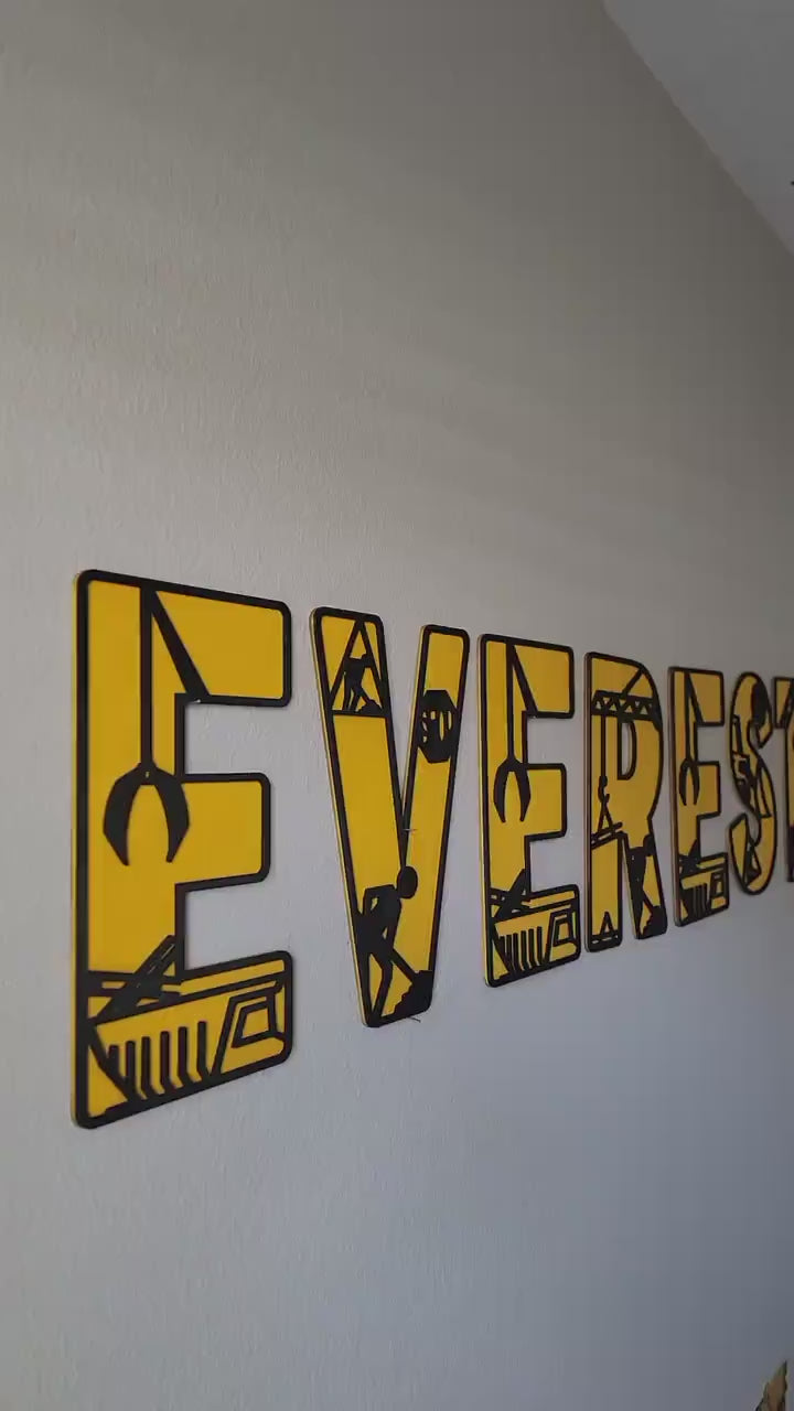 Construction name sign, Construction letters, letter sign, Construction nursery sign, Construction decor, themed nursery decor