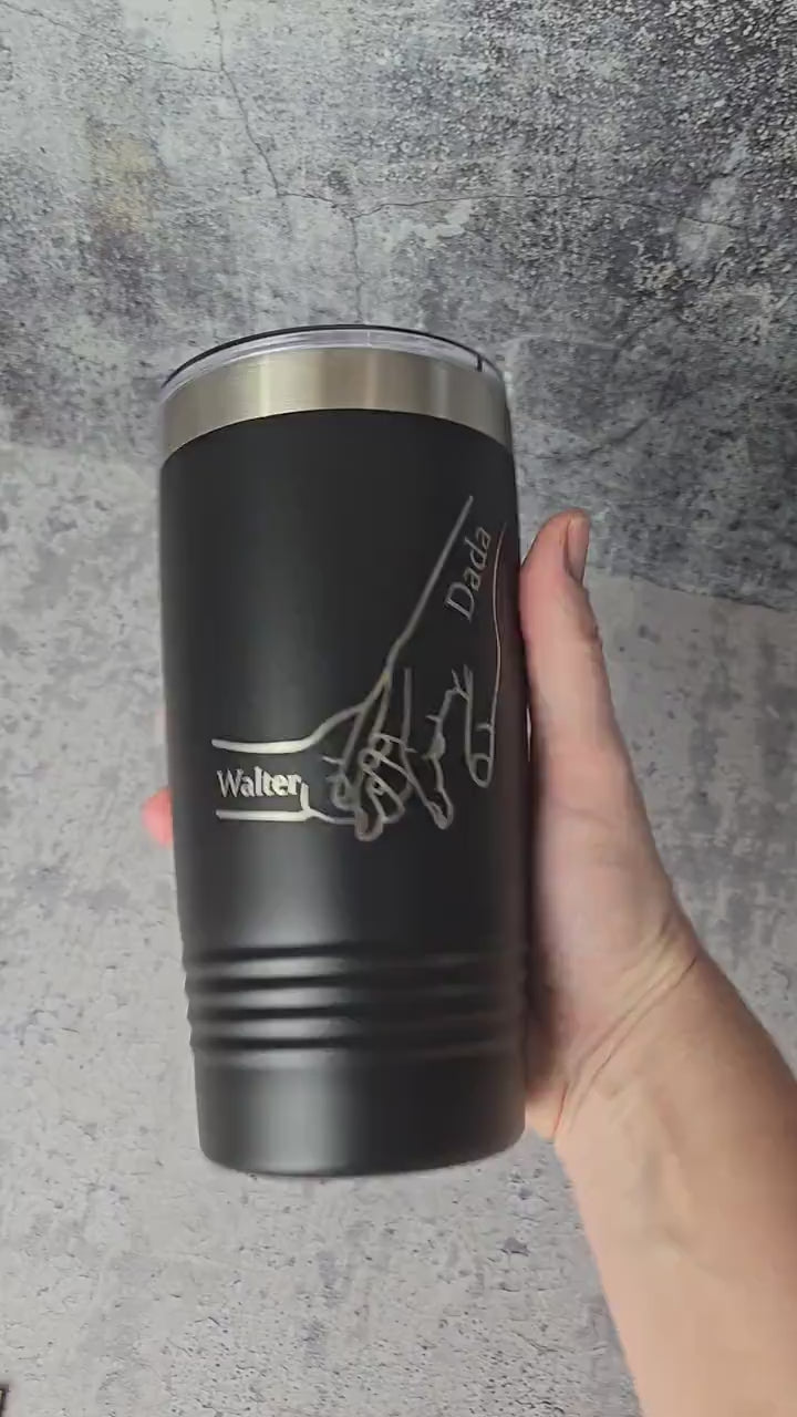 Dad Fist Bump Kids Names Father's Day Gift Tumbler Laser Engraved 20oz 30oz Stainless Steel Mug Cup | SHIPS NEXT DAY!