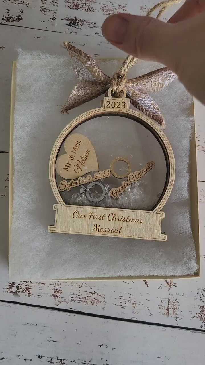 First Christmas Married Ornament 2022 / 2023 Personalized First Christmas Married Ornament, Christmas Tree Ornaments, Wedding Gift