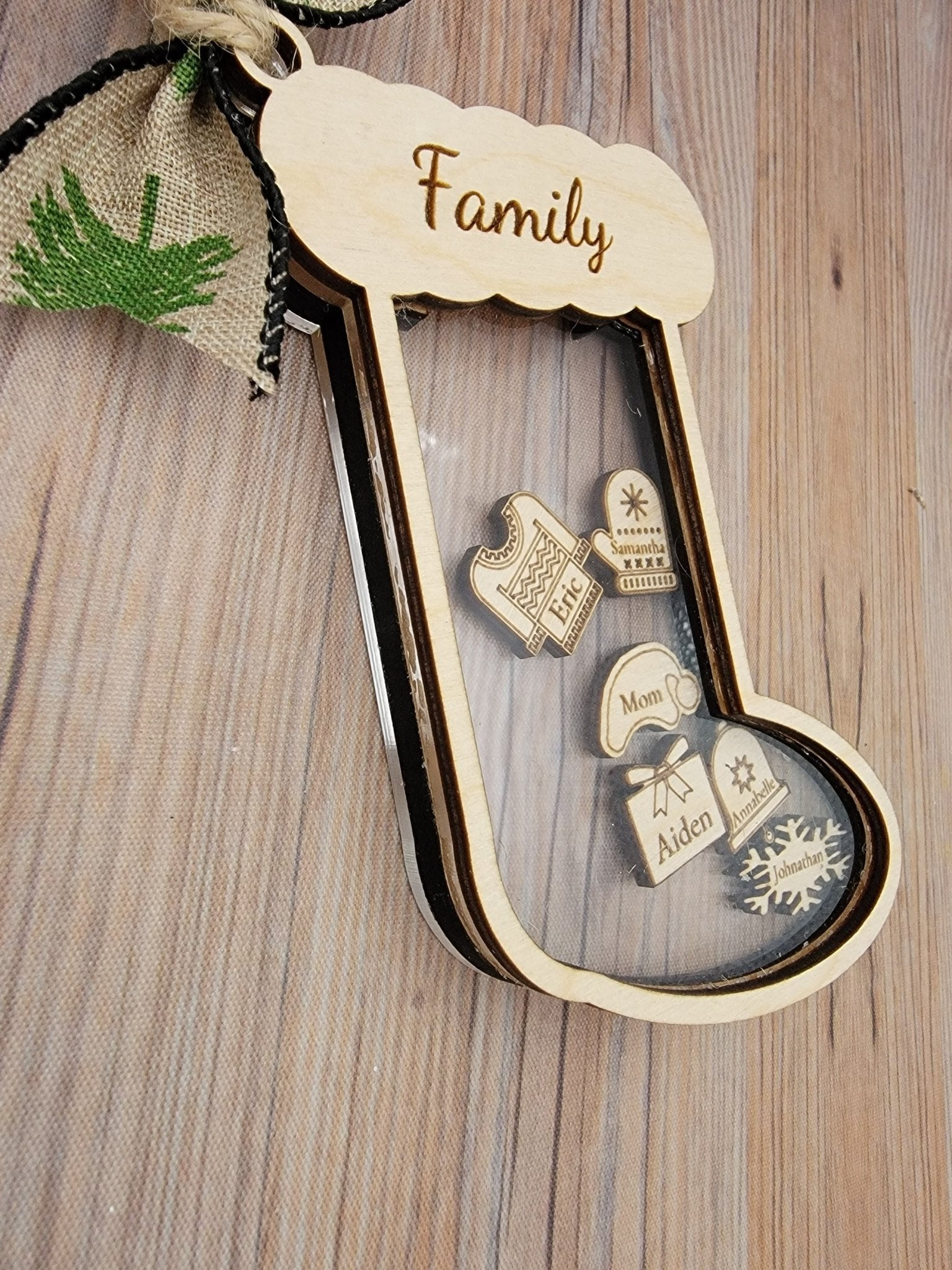 Stocking Christmas Shaker Ornament Personalized With Family Names - EverLee Creations