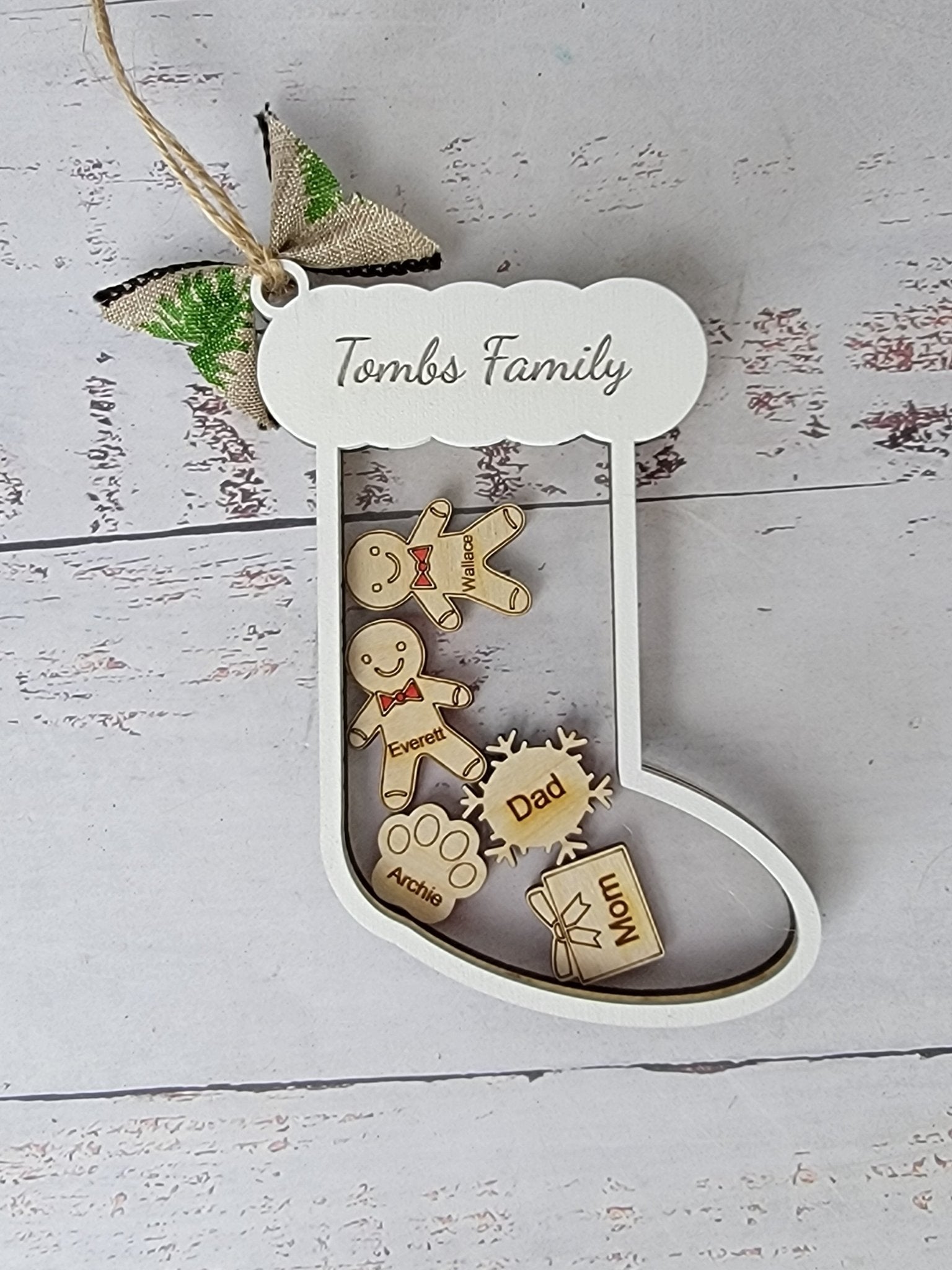 Stocking Christmas Shaker Ornament Personalized With Family Names - EverLee Creations
