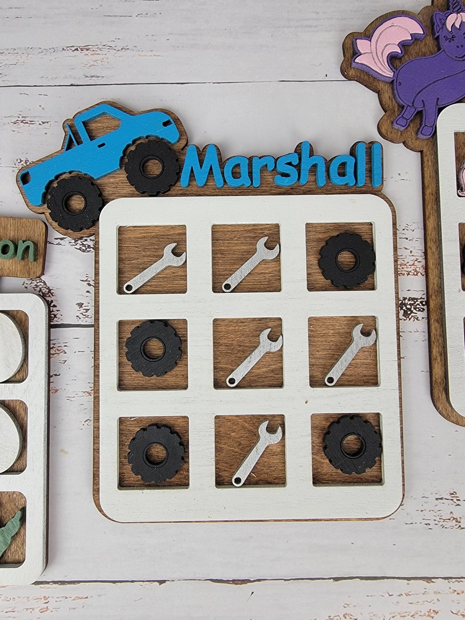Tic Tac Toe, Easter basket, Monster Truck, Dinosaur, Unicorn. Birthday Present, Party Favor, Travel Game, Tic-Tac-Toe Board, Games for Kids - EverLee Creations