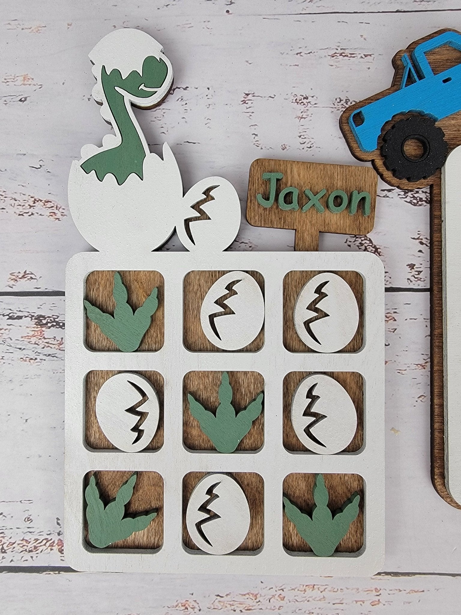 Tic Tac Toe, Easter basket, Monster Truck, Dinosaur, Unicorn. Birthday Present, Party Favor, Travel Game, Tic-Tac-Toe Board, Games for Kids - EverLee Creations