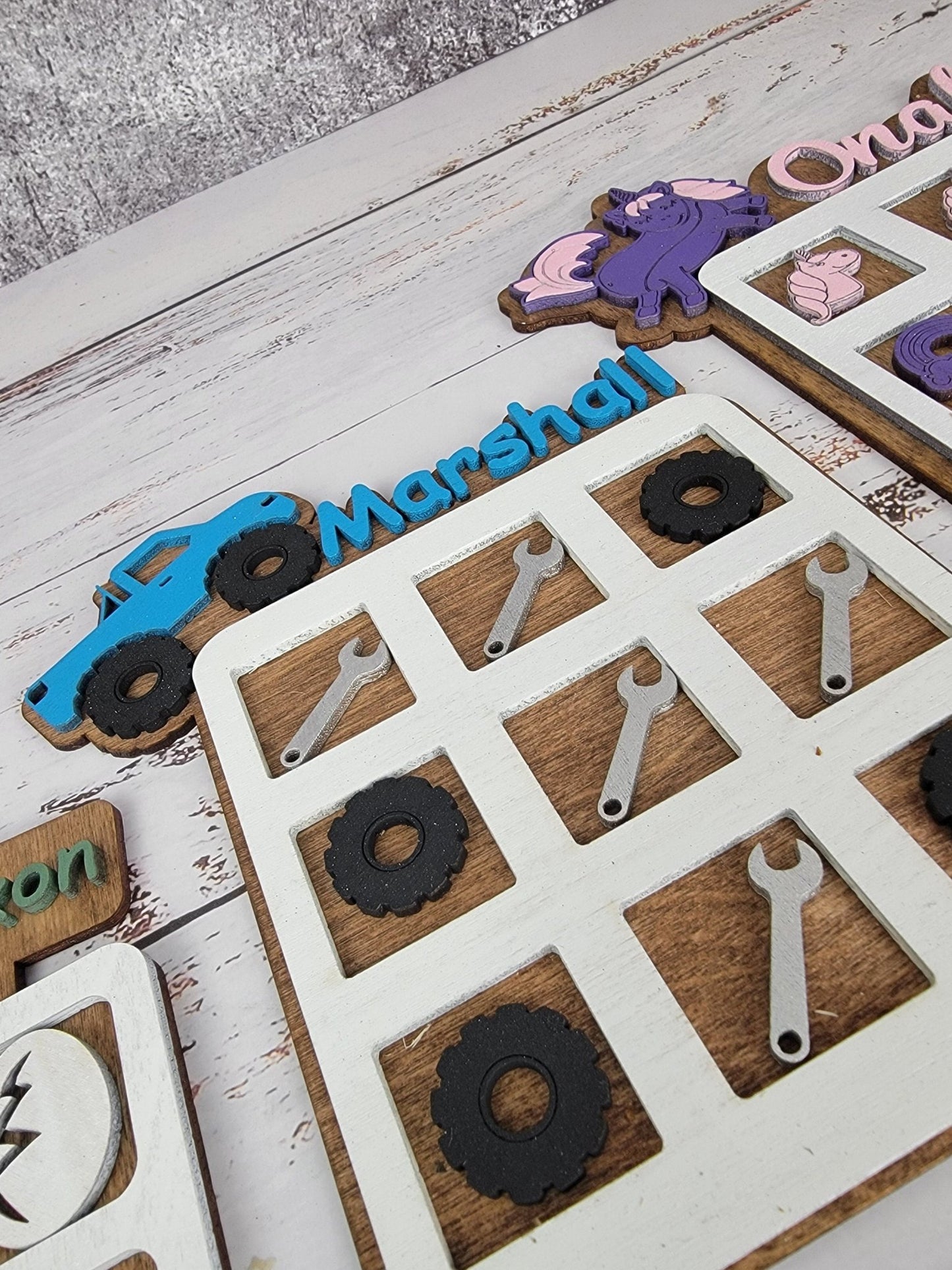 Tic Tac Toe, Easter basket, Monster Truck, Dinosaur, Unicorn. Birthday Present, Party Favor, Travel Game, Tic-Tac-Toe Board, Games for Kids - EverLee Creations