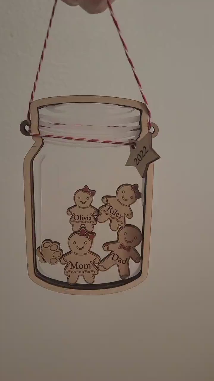 2022 Personalized Gingerbread Ornament Family | NEW | Shaker Personalized Custom Christmas Ornament, Holiday Décor | Personalized Ornament