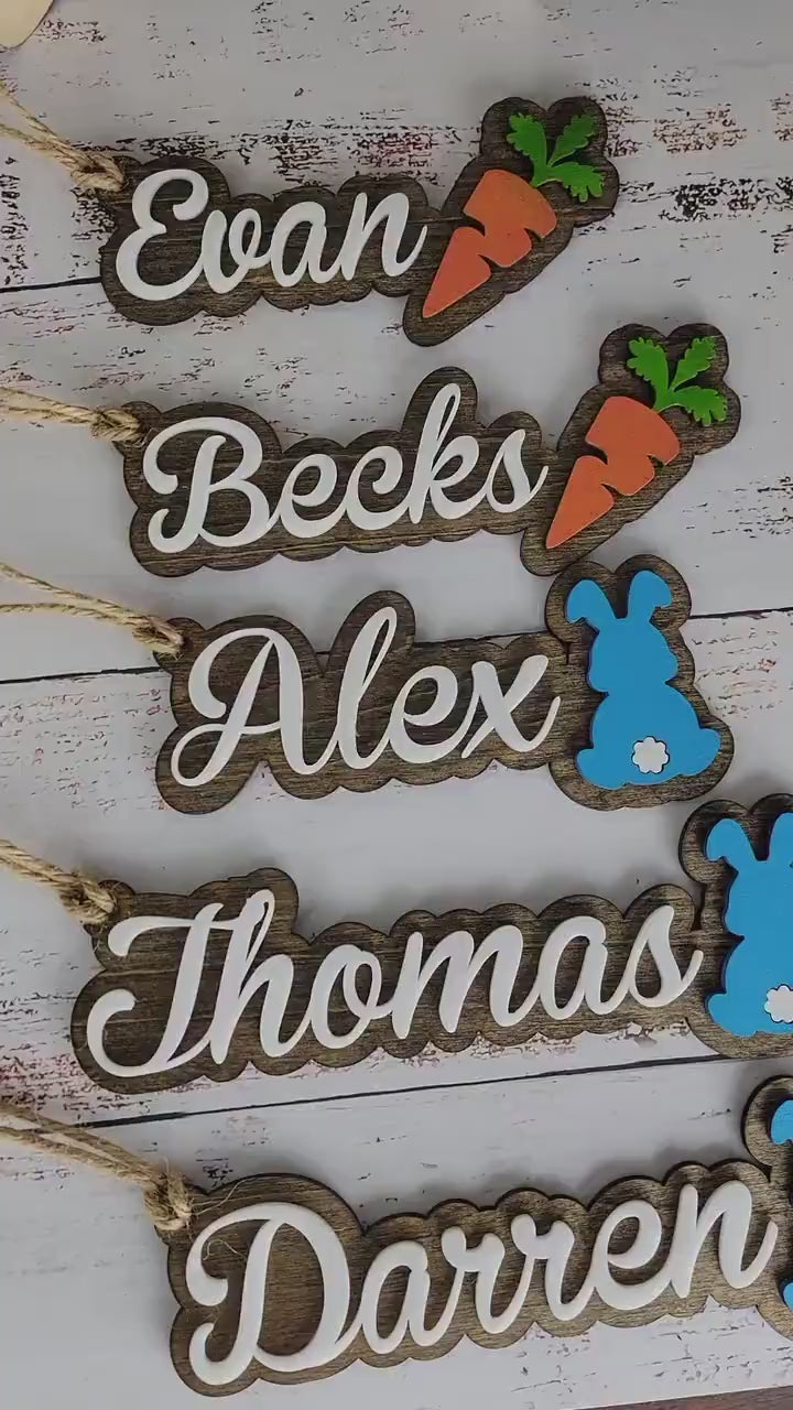 Easter Basket Tags, Easter Bunny and Carrot Personalized basket tag. Childs name, unique easter gift