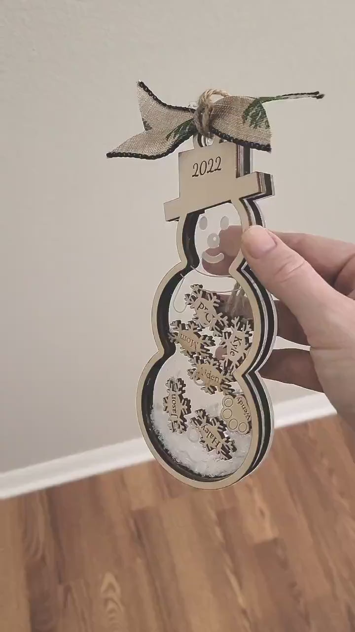 2023 Snowman Ornament Family | Shaker Personalized Custom Christmas Ornament, Holiday Décor | Ornaments Personalized | Handmade Ornament