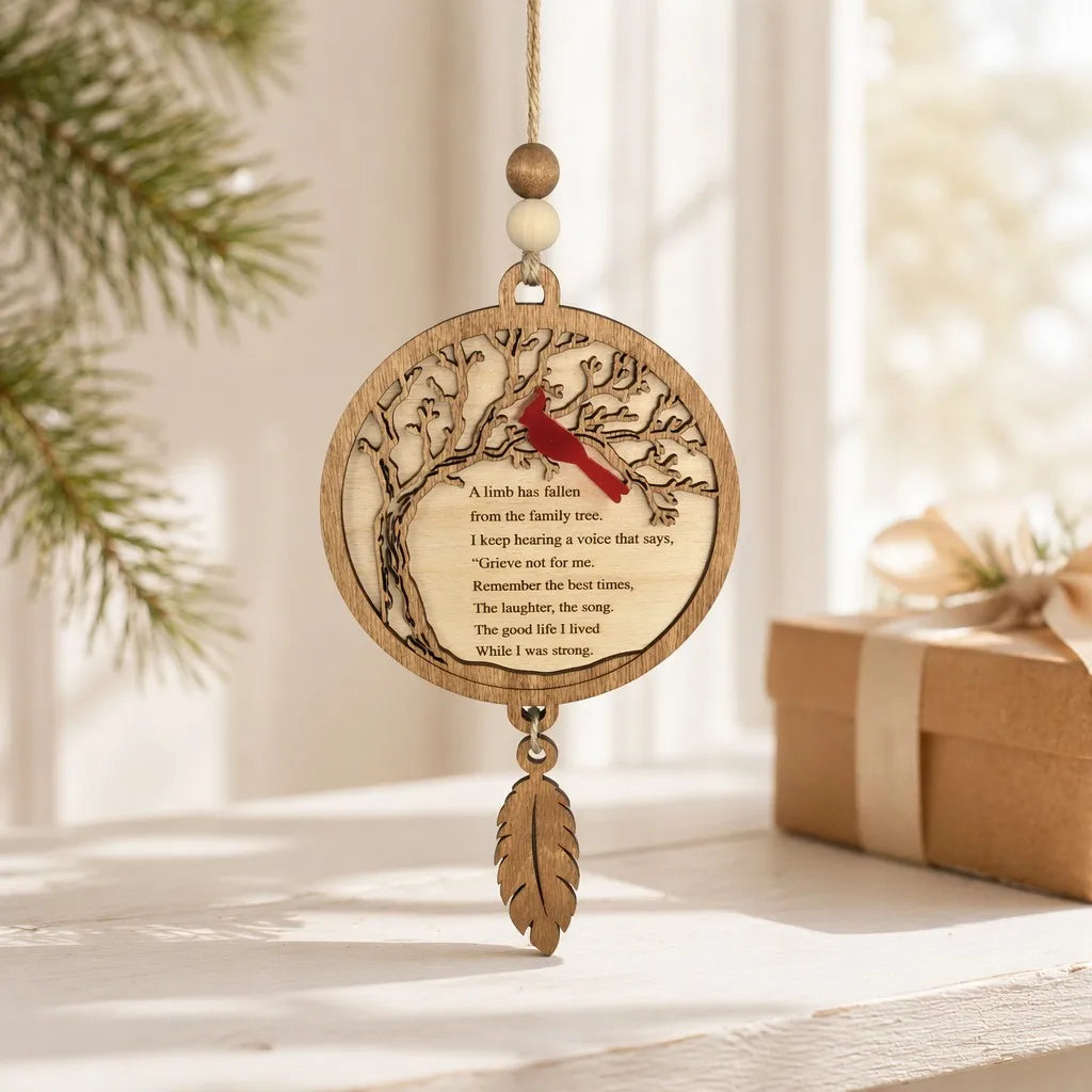 personalized memorial ornament cardinal wood engraved sympathy gift loss of loved one remembrance ornament