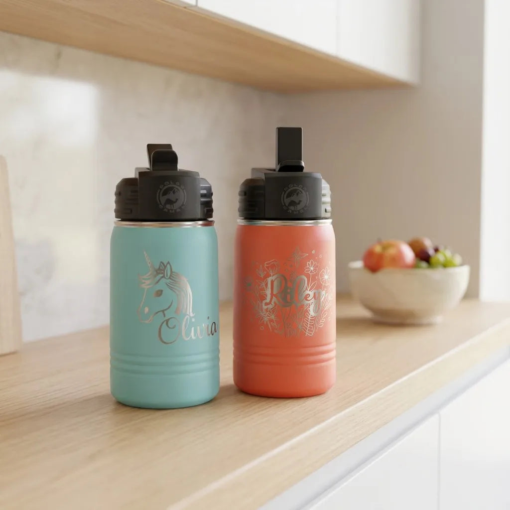 Personalized Kids Water Bottle with Straw - EverLee Creations