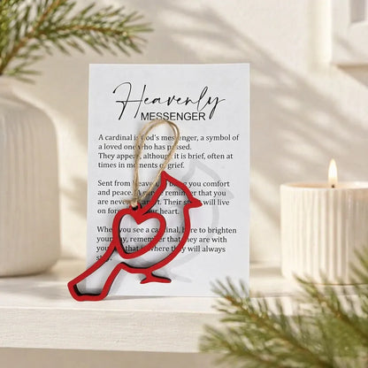 Cardinal Ornament, Heavenly Messenger Memorial Gift, Sympathy Ornament, Memorial Keepsake