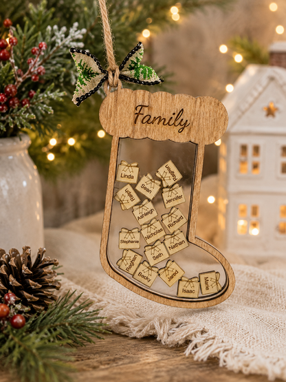 Personalized Family Stocking Shaker Christmas Ornament | Up to 10 Names