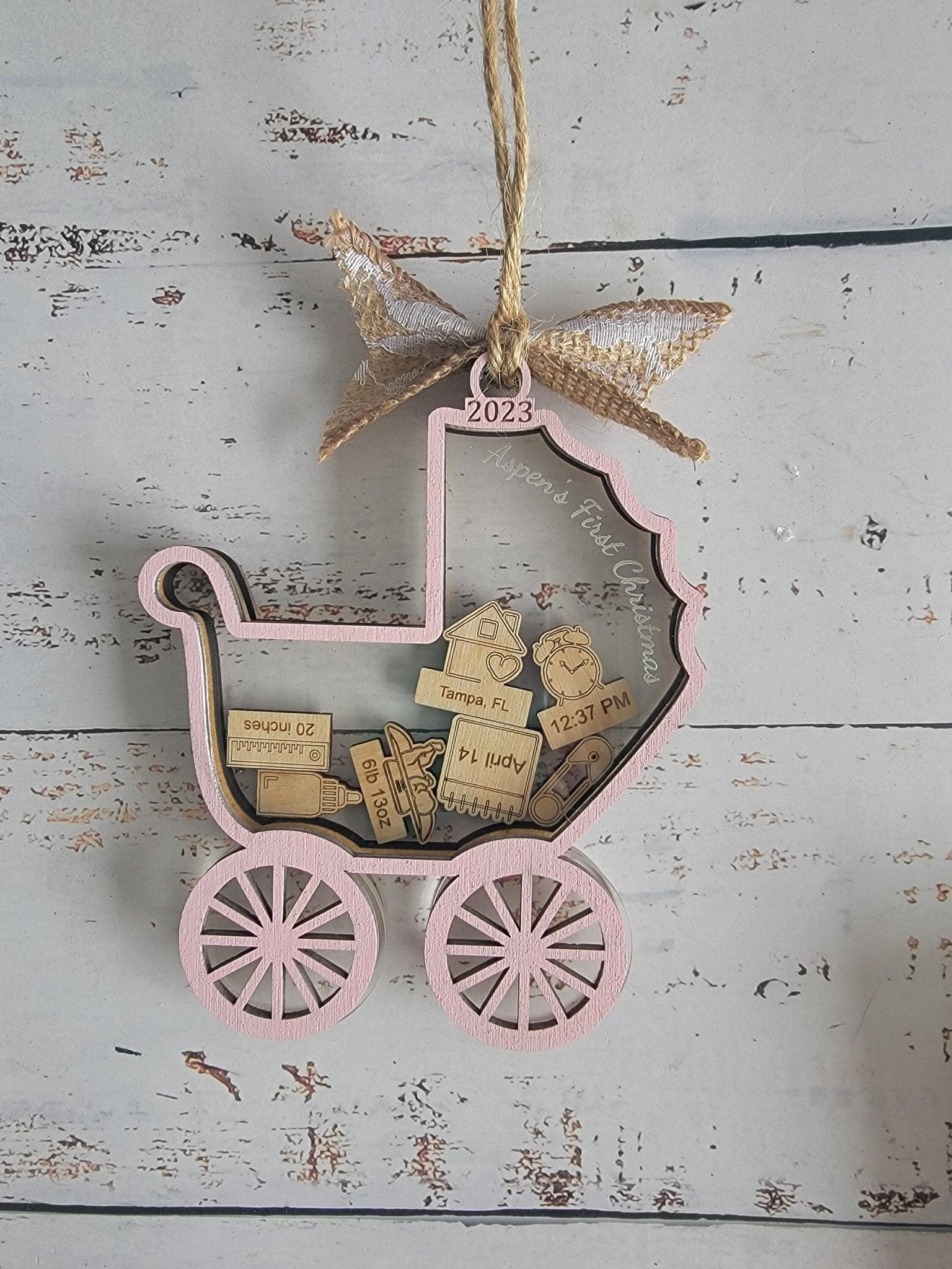 Baby's First Christmas Ornament Baby Carriage Edition - EverLee Creations