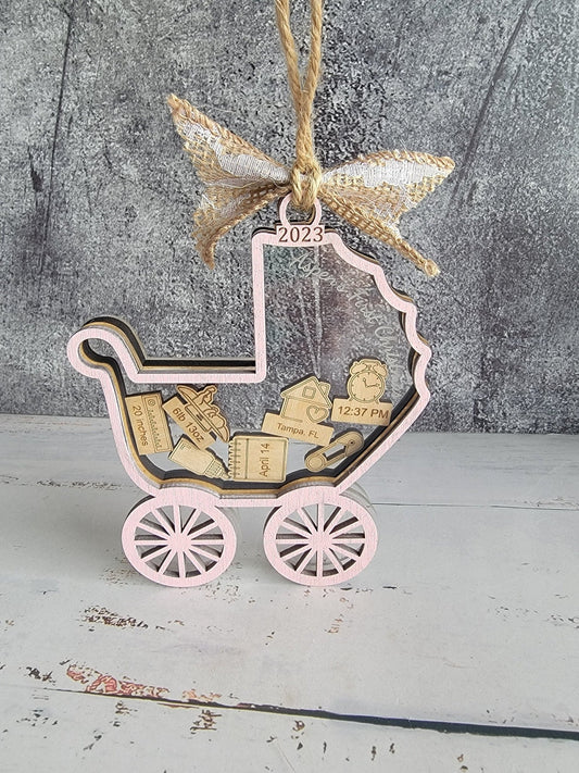 Baby's First Christmas Ornament Baby Carriage Edition - EverLee Creations