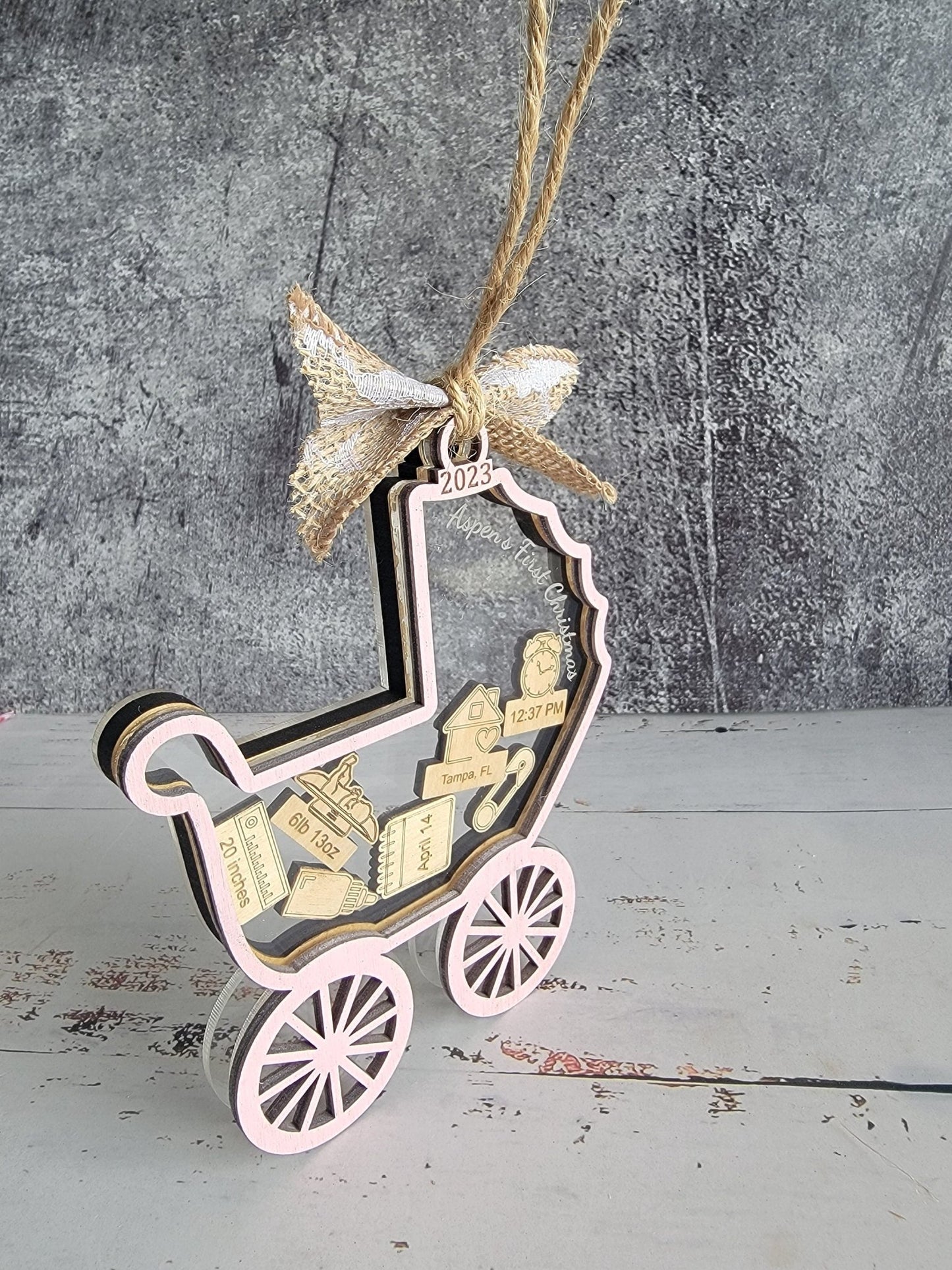 Baby's First Christmas Ornament Baby Carriage Edition - EverLee Creations