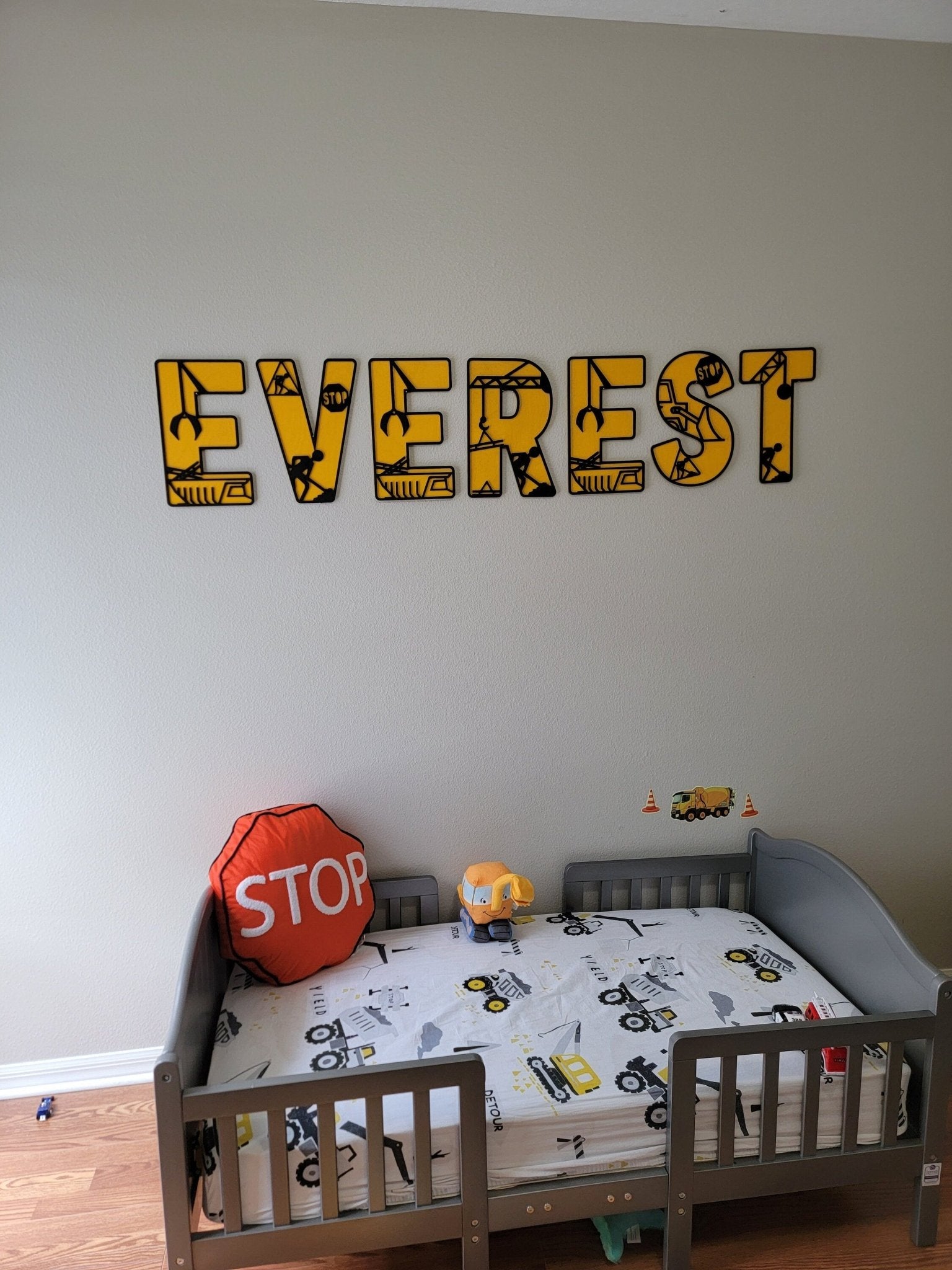 Construction name sign, Construction letters, letter sign, Construction nursery sign, Construction decor, themed nursery decor - EverLee Creations