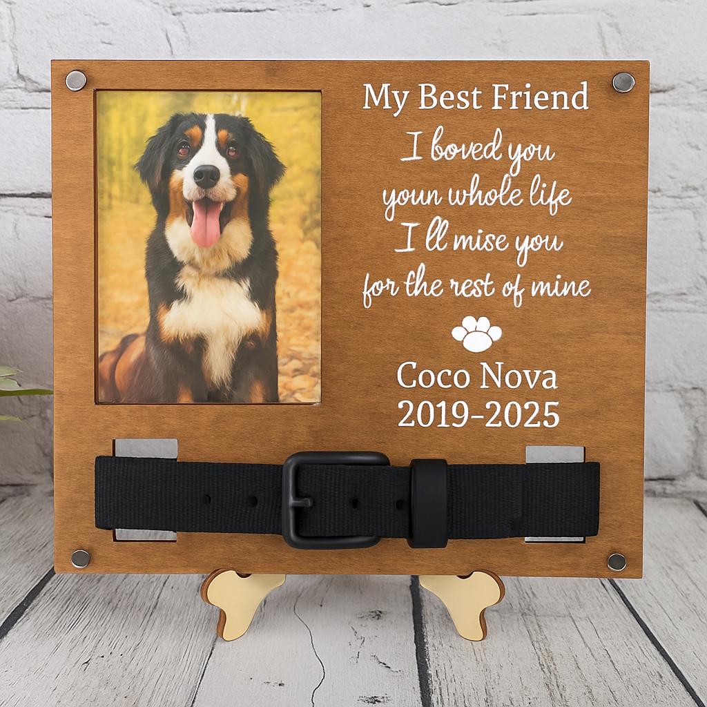 Custom Dog Memorial Frame with Collar Holder - EverLee Creations