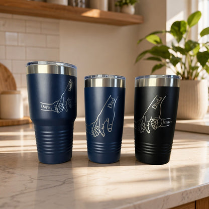 Dad Fist Bump Kids Names Tumbler