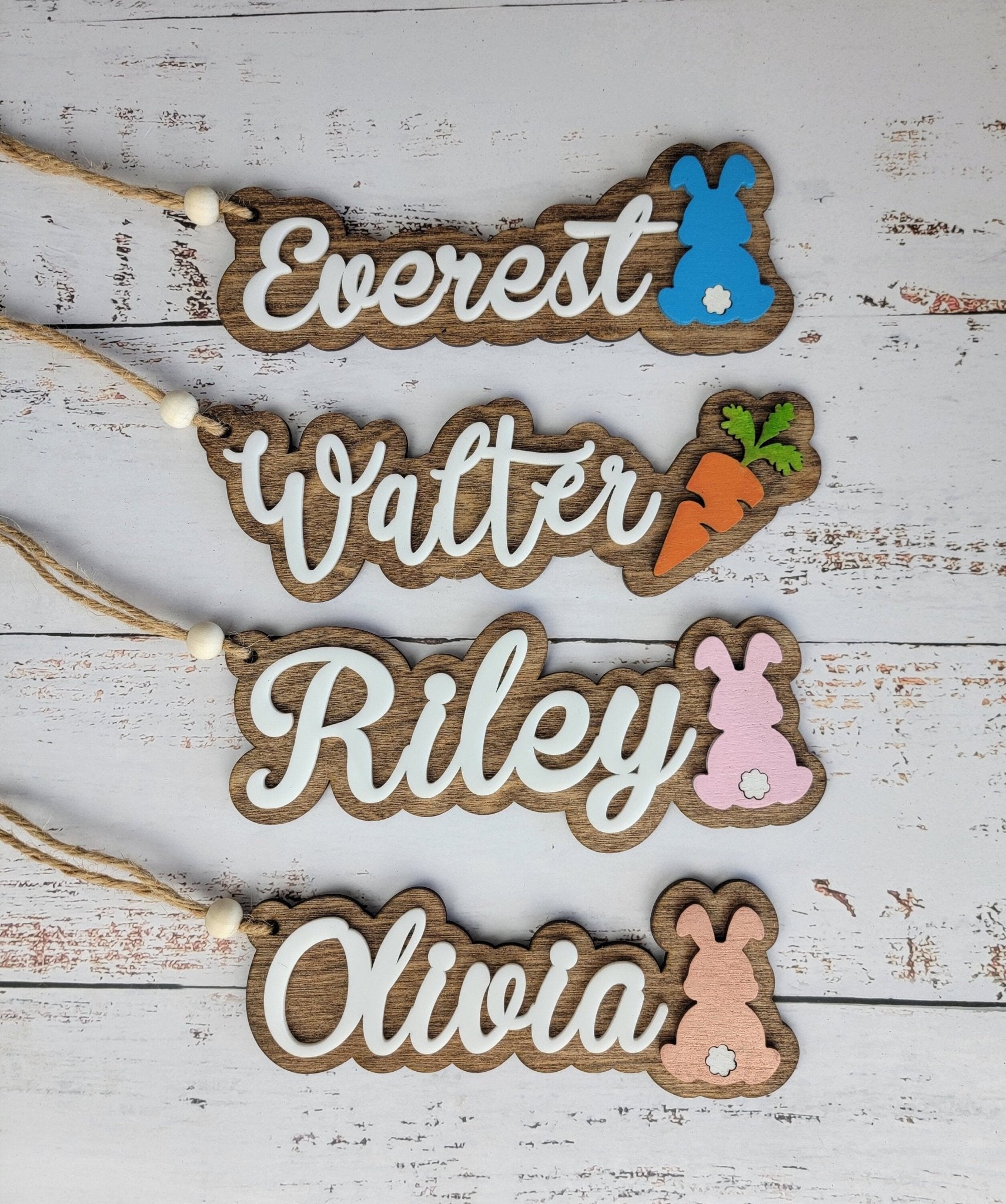 Easter Basket Tags, Easter Bunny and Carrot Personalized basket tag. Childs name, unique easter gift - EverLee Creations