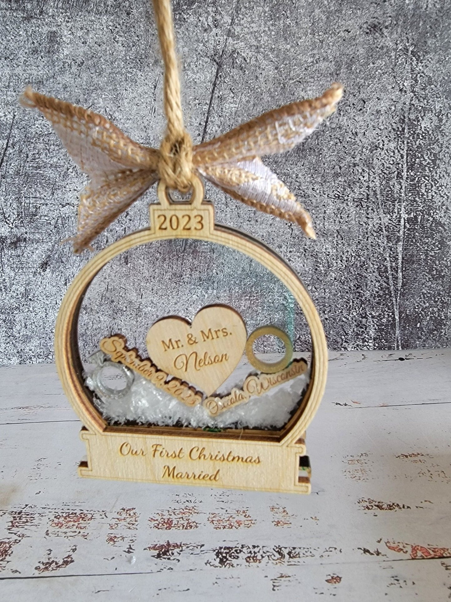 First Christmas Married Ornament 2022 / 2023 Personalized First Christmas Married Ornament, Christmas Tree Ornaments, Wedding Gift - EverLee Creations