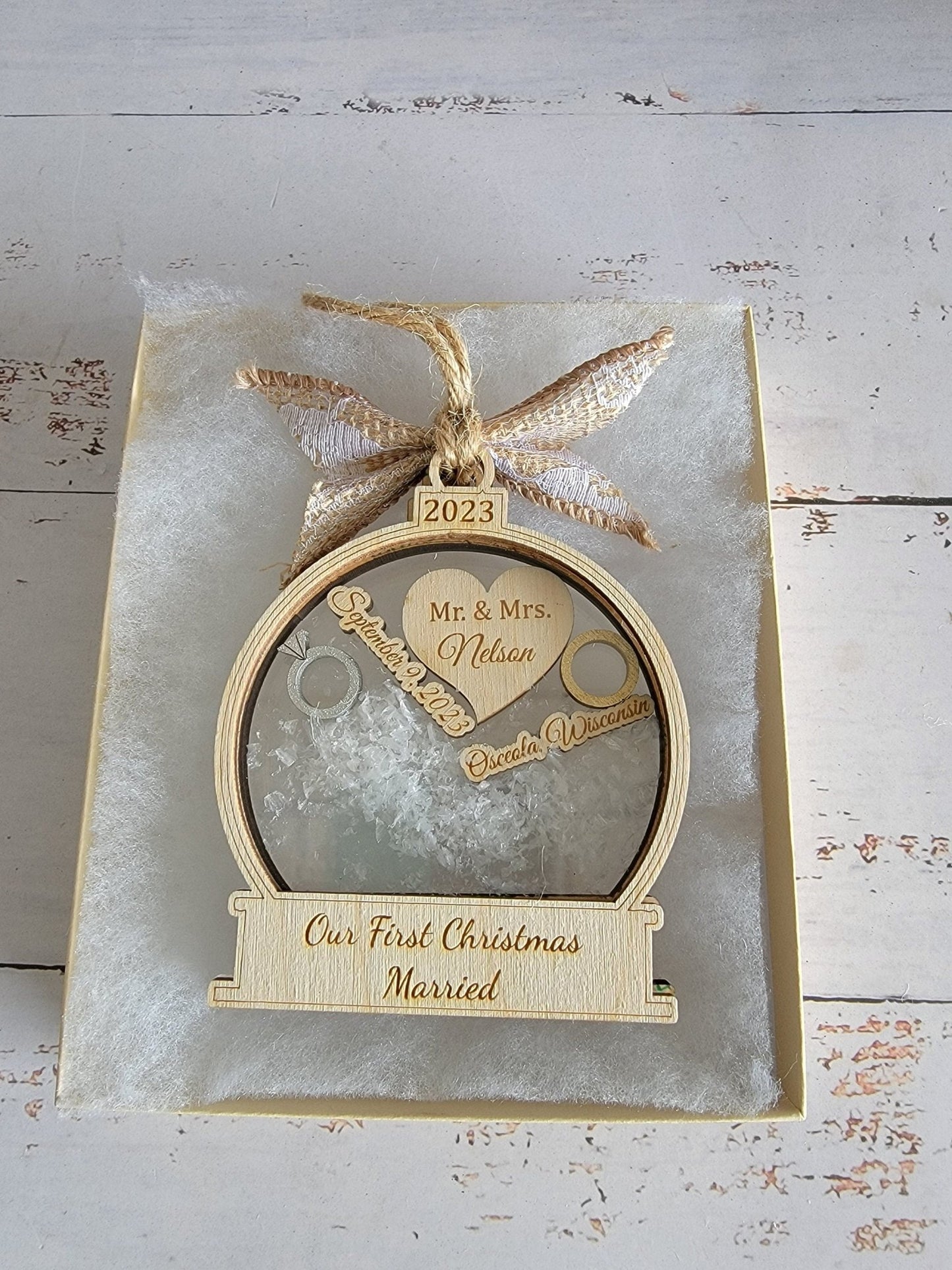 First Christmas Married Ornament 2022 / 2023 Personalized First Christmas Married Ornament, Christmas Tree Ornaments, Wedding Gift - EverLee Creations