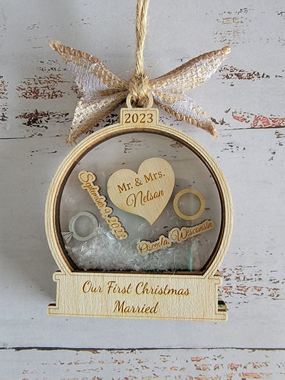 First Christmas Married Ornament 2022 / 2023 Personalized First Christmas Married Ornament, Christmas Tree Ornaments, Wedding Gift - EverLee Creations