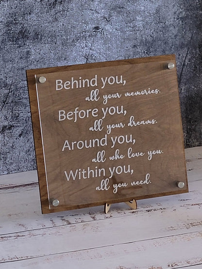 Graduation Gift Behind you all your memories,before you all your dreams| Graduation decor |Bestseller| table plaque| inspirational - EverLee Creations