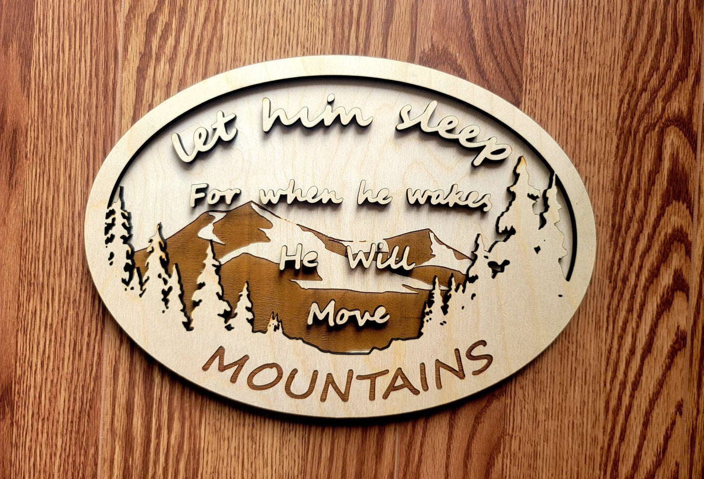 Let Him Sleep Mountains baby Boy baby girl gift Personalized Woodland Adventure