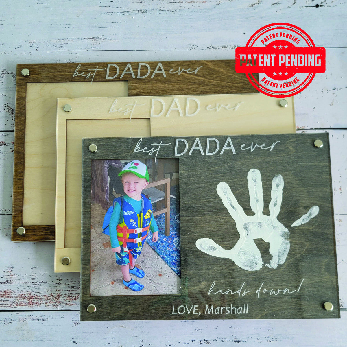 First Fathers Day DIY Handprint Frame , Personalized Gift from Kids, Best Dad Ever Hands Down Sign, ,Custom Fathers Day Gift from Kids
