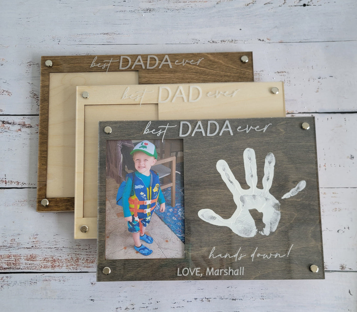 First Fathers Day DIY Handprint Frame , Personalized Gift from Kids, Best Dad Ever Hands Down Sign, ,Custom Fathers Day Gift from Kids