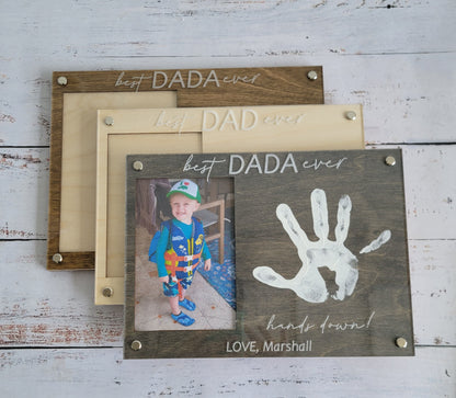 First Fathers Day DIY Handprint Frame , Personalized Gift from Kids, Best Dad Ever Hands Down Sign, ,Custom Fathers Day Gift from Kids
