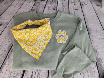 Personalized Dog Bandana & Paw Print Sweatshirt Set