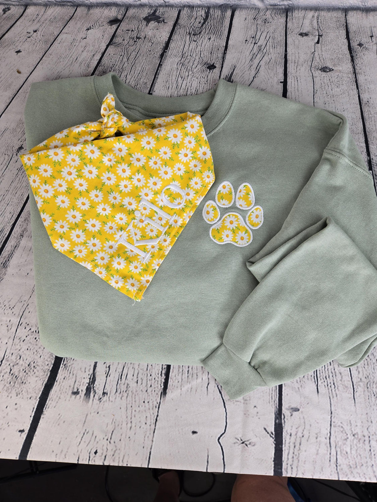 Personalized Dog Bandana & Paw Print Sweatshirt Set